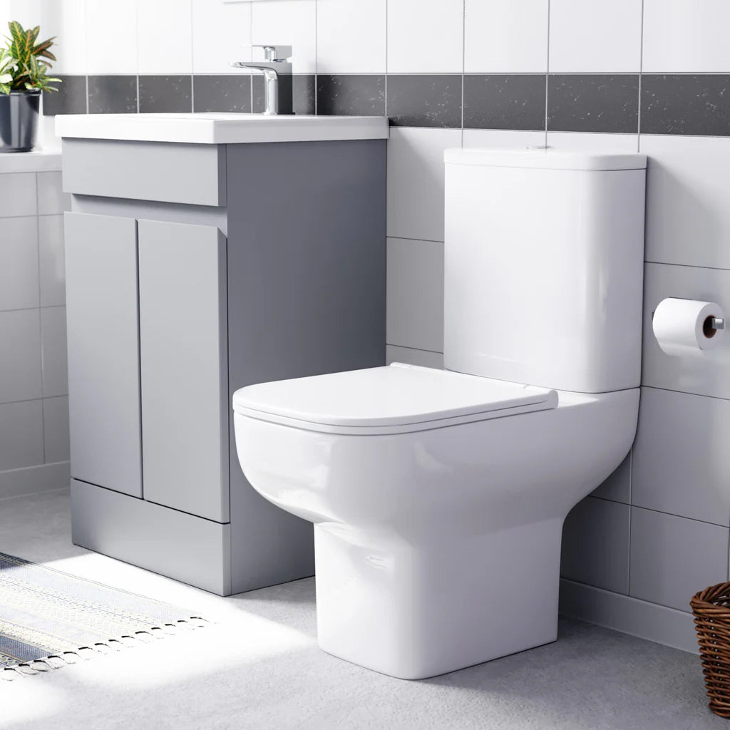 Alaska 500mm Matte Grey Basin Vanity Unit & Close Coupled Toilet