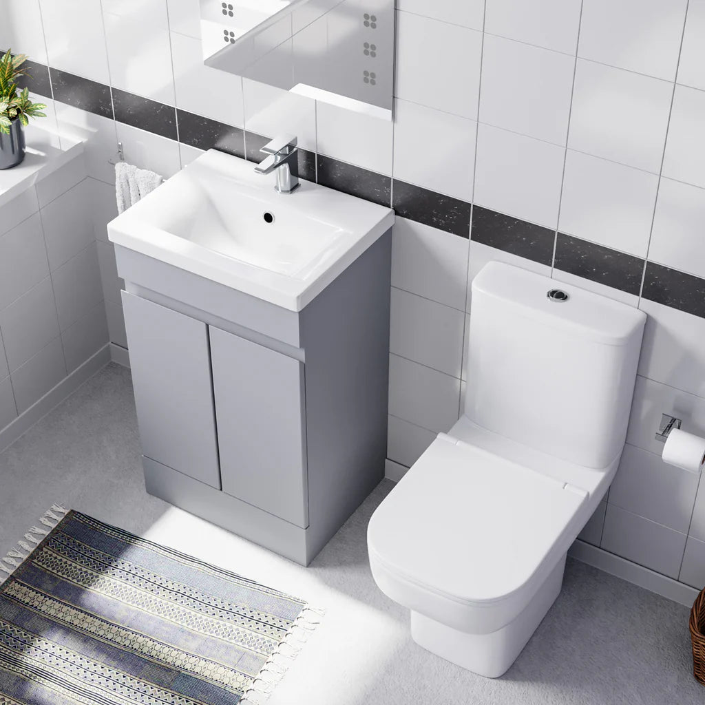 Alaska 500mm Matte Grey Basin Vanity Unit & Close Coupled Toilet