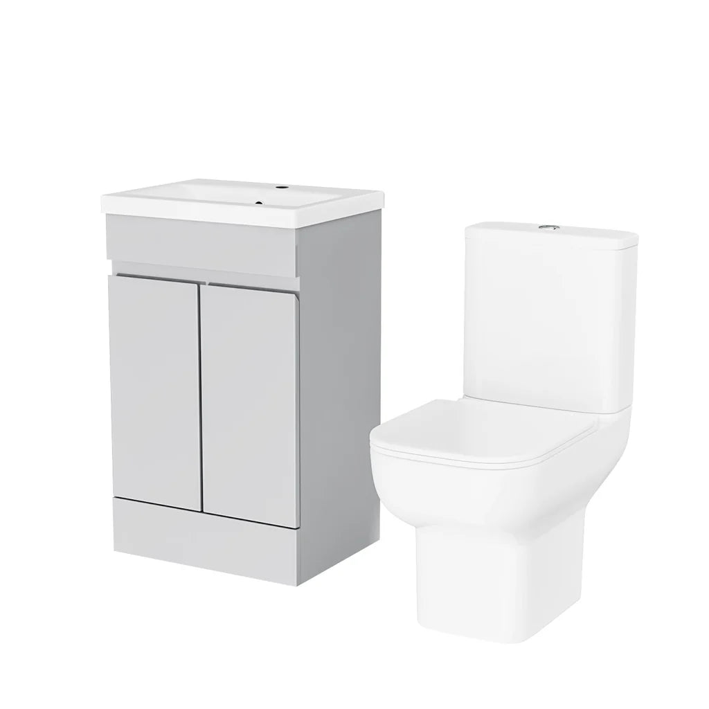 Alaska 500mm Matte Grey Basin Vanity Unit & Close Coupled Toilet