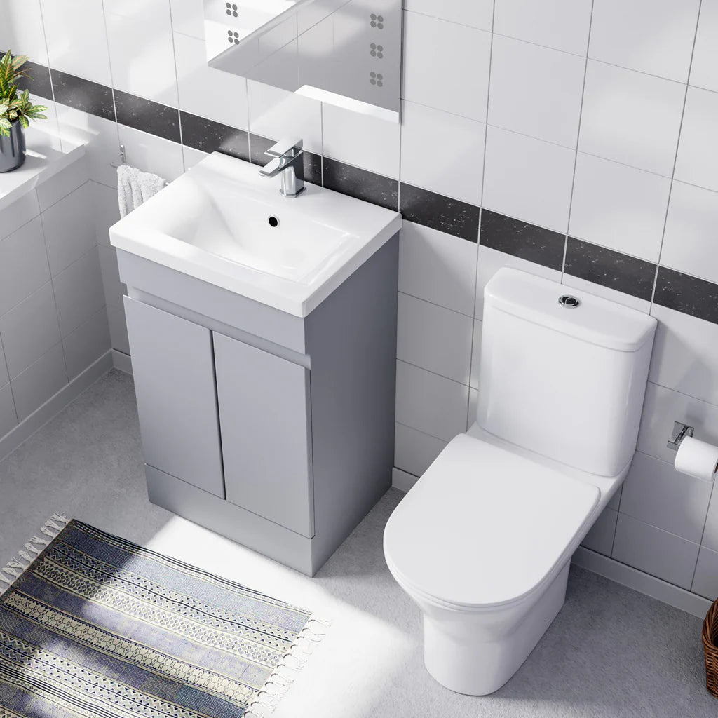 Alaska Matte Grey 500mm Basin Vanity & Close Coupled Toilet Set