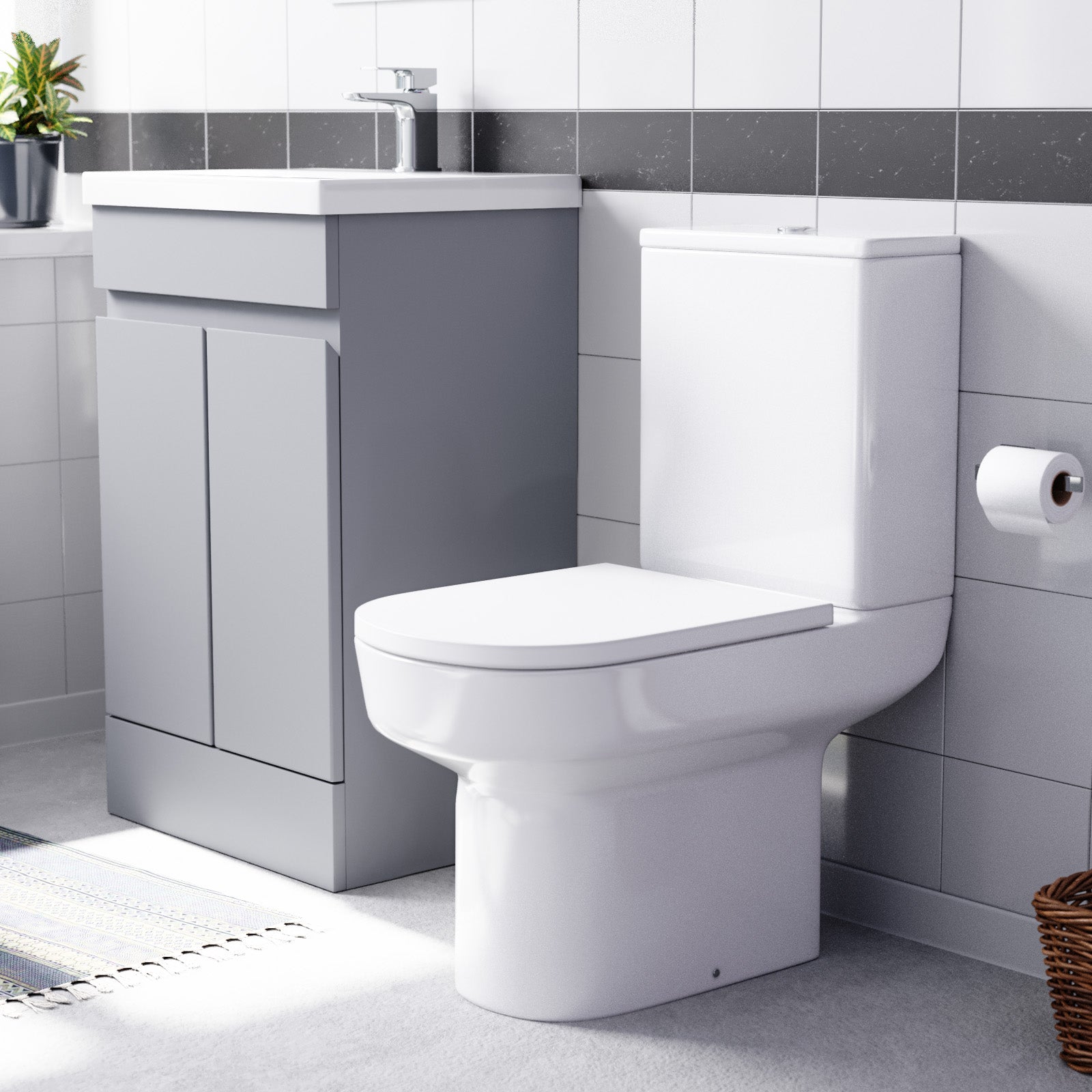 Alaska Matte Grey 500mm Basin Vanity Unit & Rimless Close Coupled Toilet
