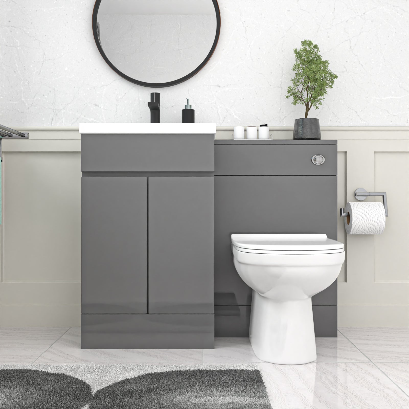 Alaska Grey 500mm Freestanding Vanity Unit with WC Unit & BTW Toilet