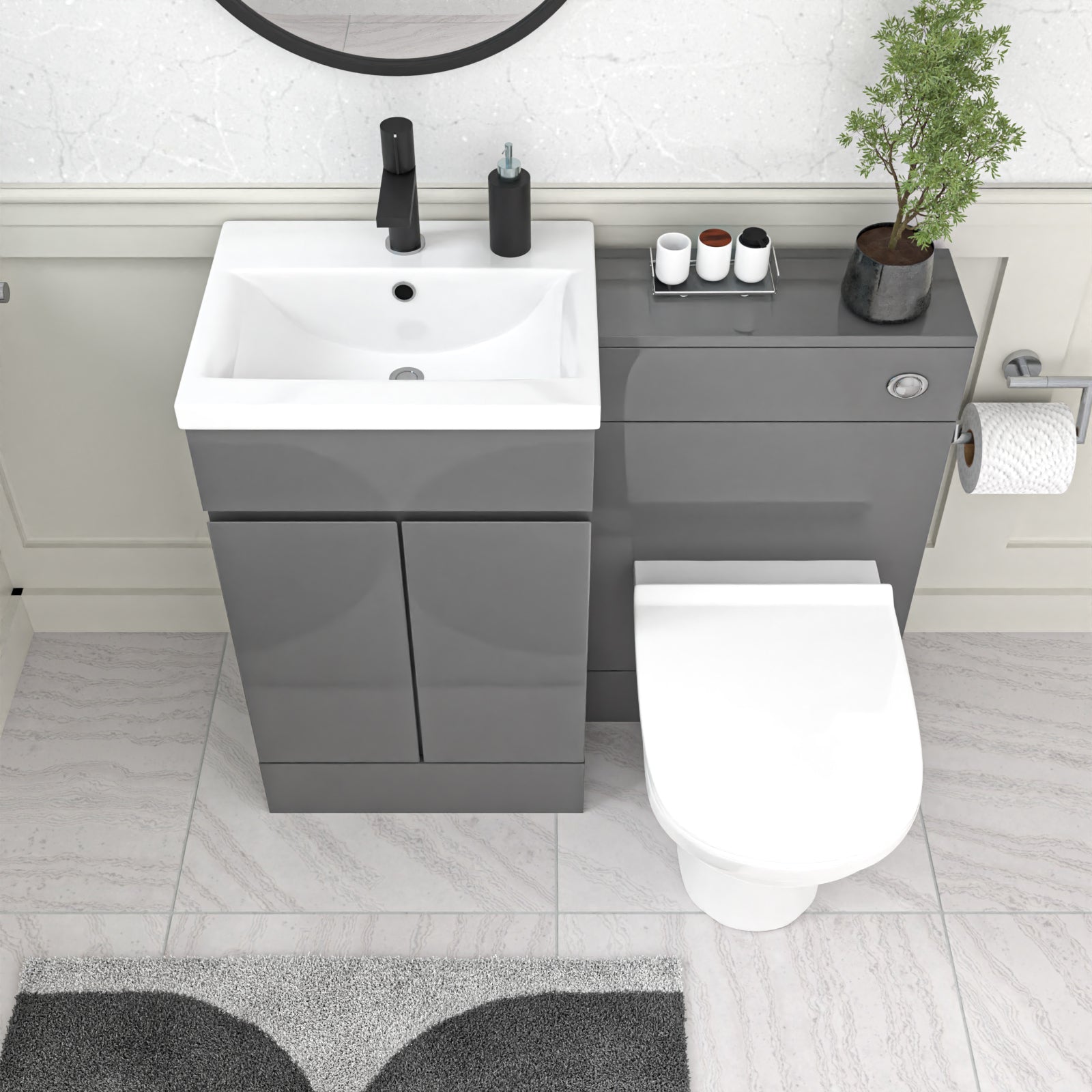 Alaska Grey 500mm Freestanding Vanity Unit with WC Unit & BTW Toilet