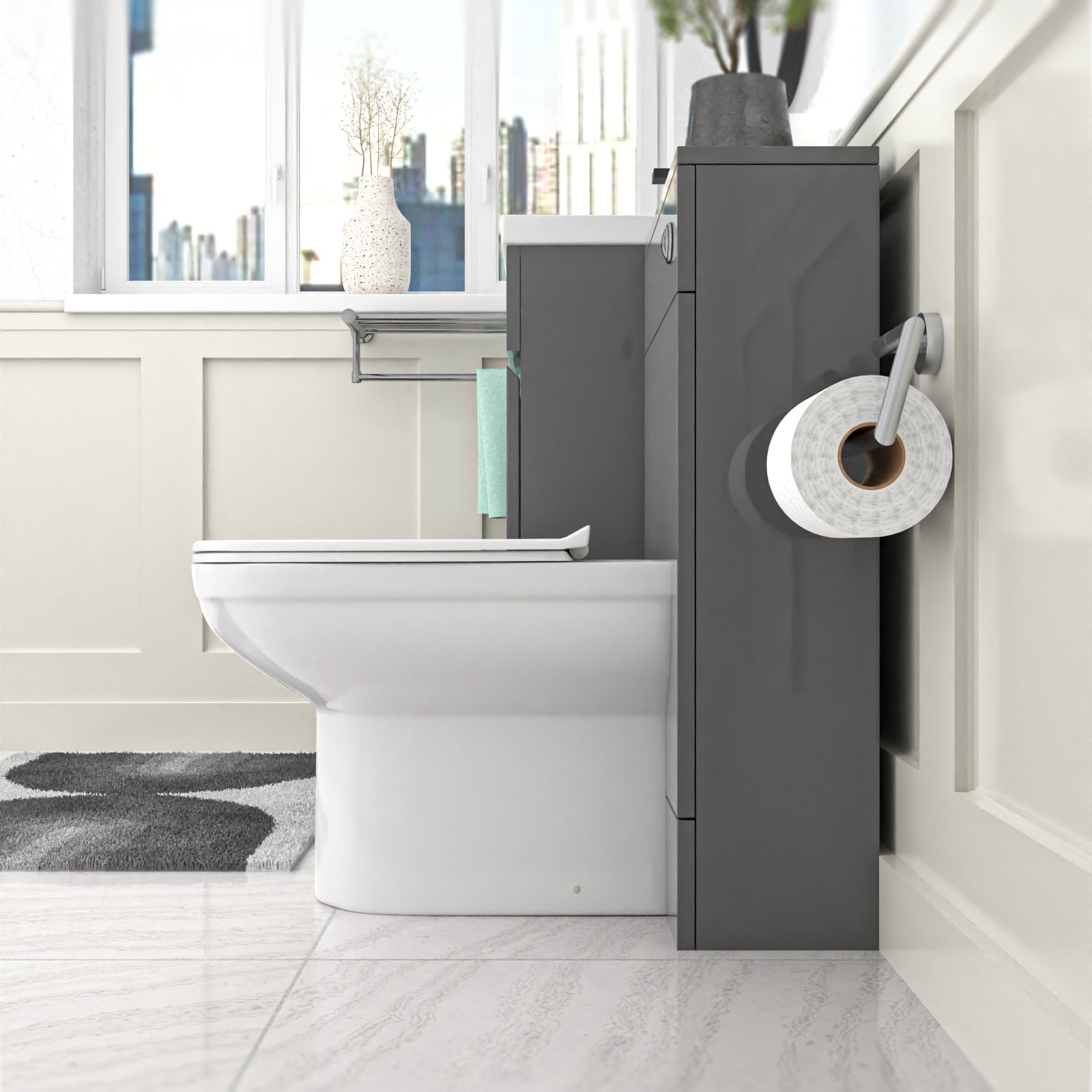 Alaska Grey 500mm Freestanding Vanity Unit with WC Unit & BTW Toilet