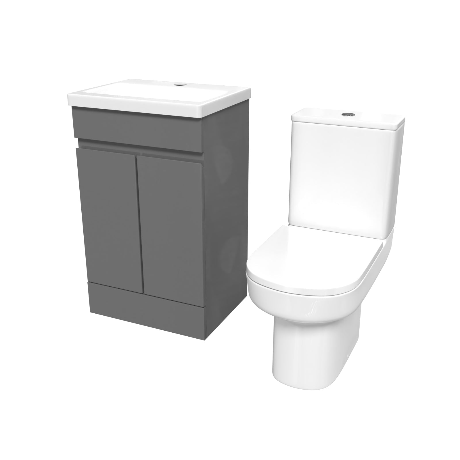 Alaska 500mm Steel Grey Basin Vanity Unit & Rimless Close Coupled Toilet
