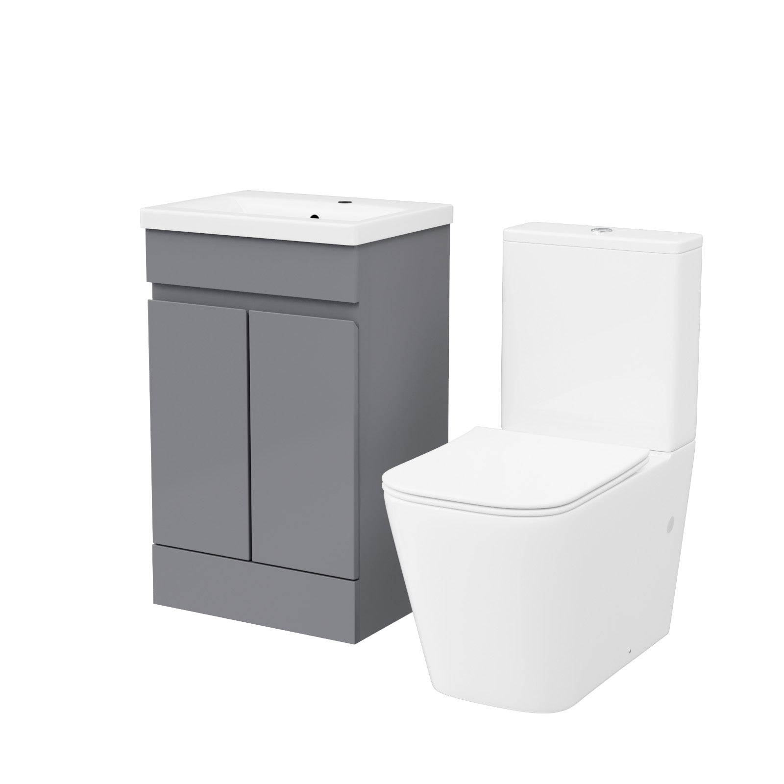 Alaska Steel Grey 500mm Freestanding Basin Vanity Unit & Close Coupled Toilet