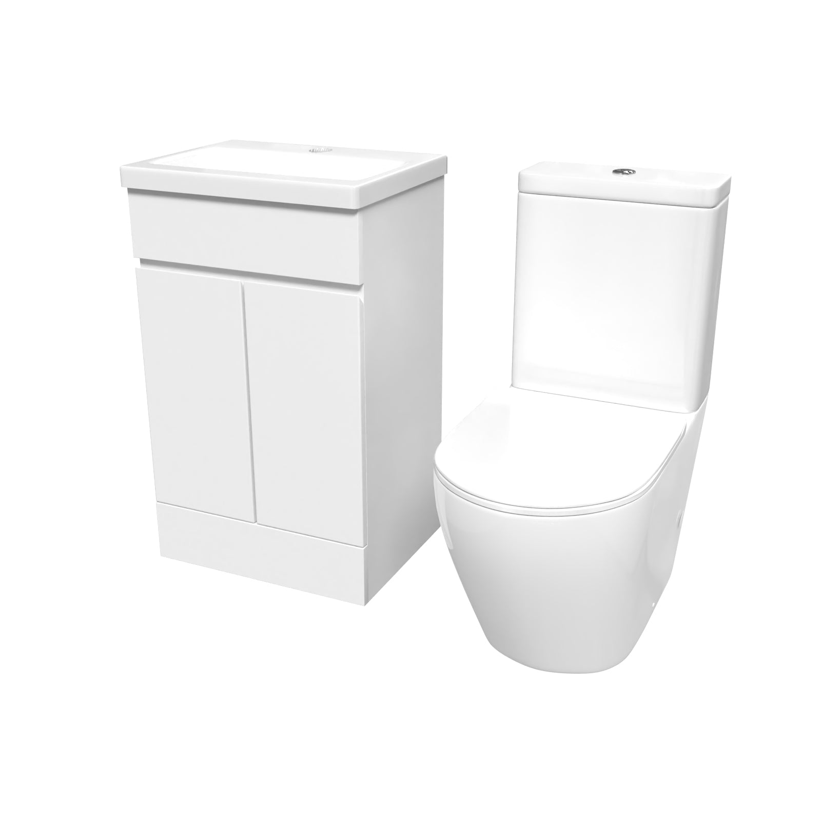 Alaska 500mm White Basin Vanity Unit & Rimless Close Coupled Toilet Set