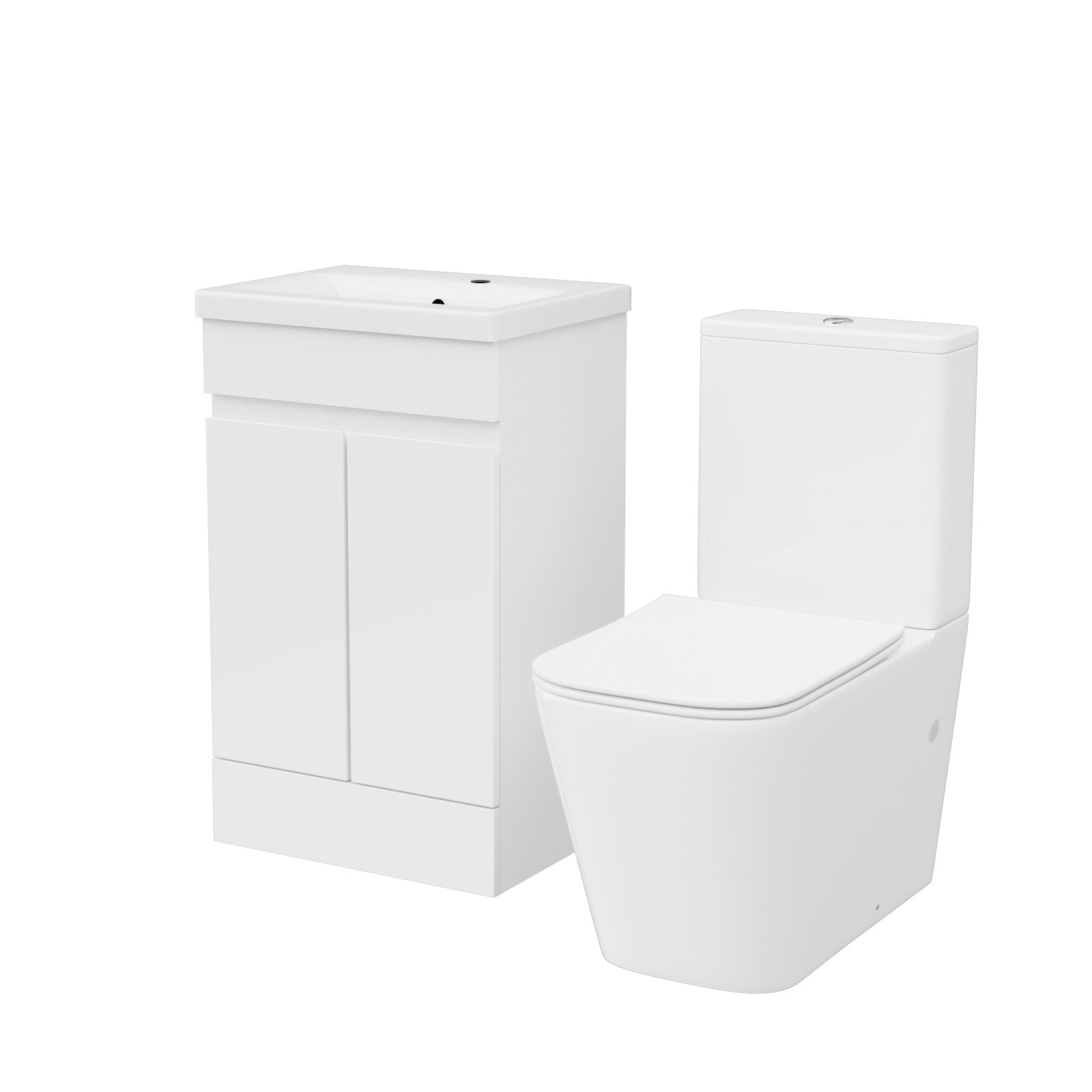 Alaska 500mm Gloss White Basin Vanity Unit & Rimless Close Coupled Toilet Set
