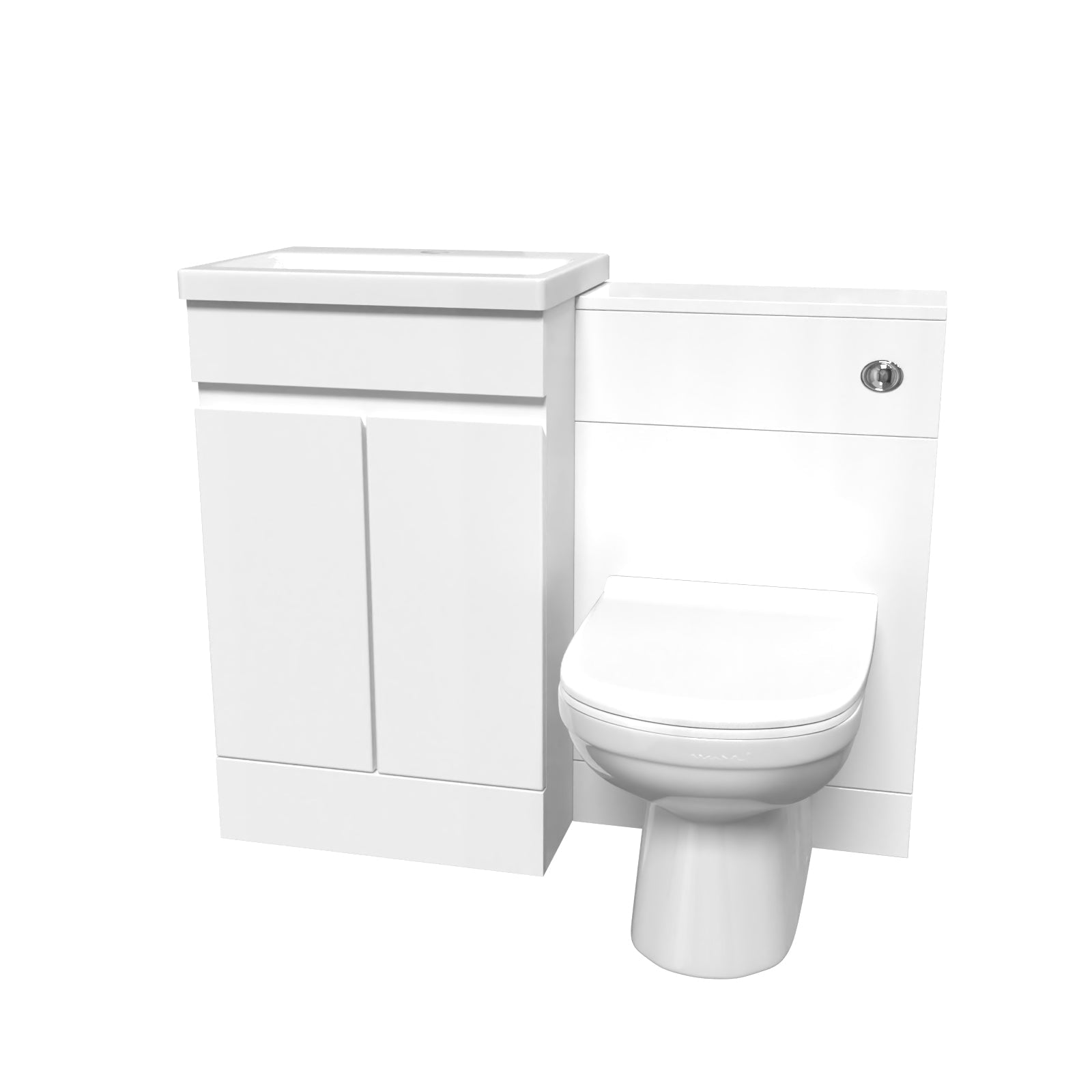 Alaska White Freestanding PVC 500mm 2 Doors Vanity & WC Unit & BTW Toilet
