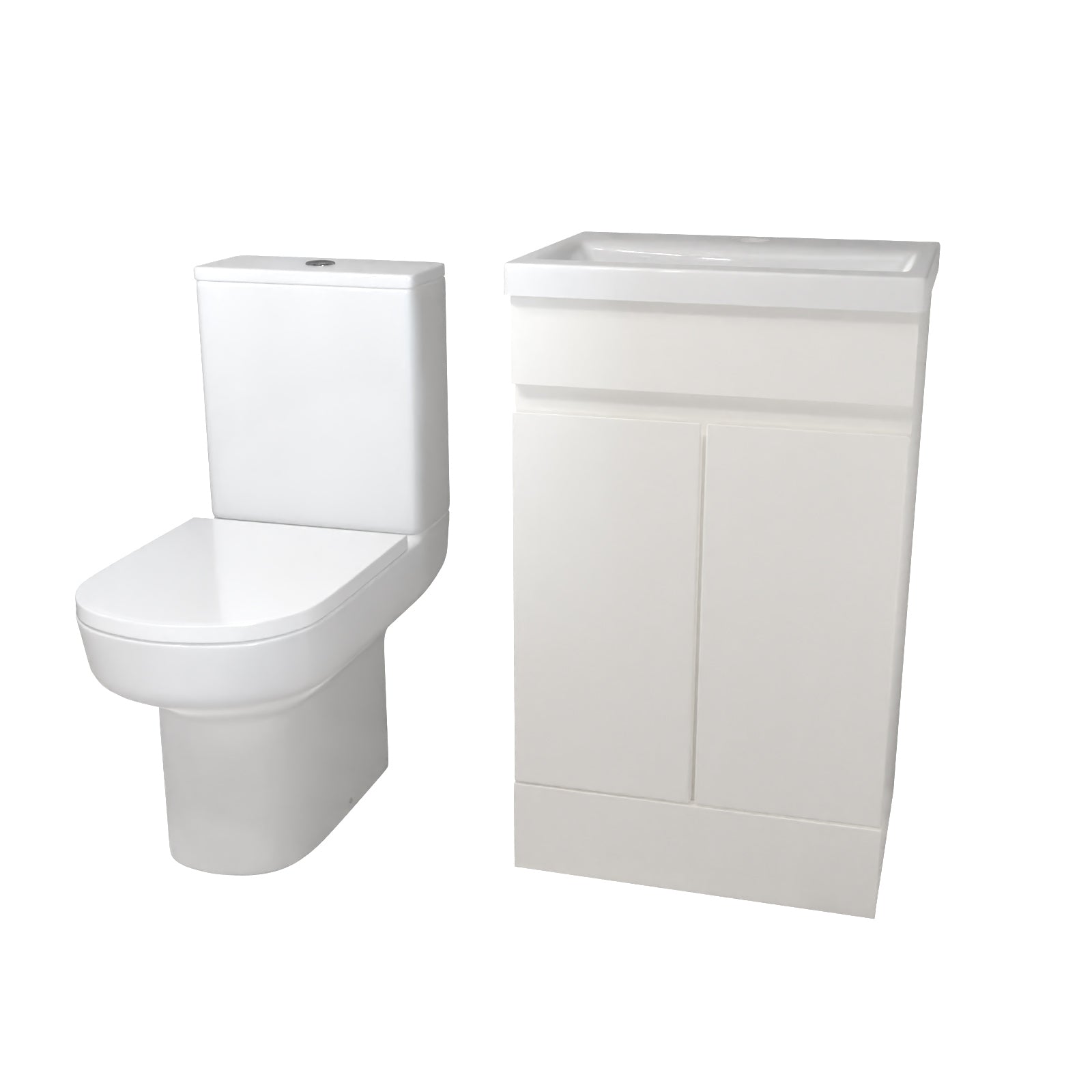 Alaska 500mm Gloss Basin Vanity & Close Coupled Toilet White
