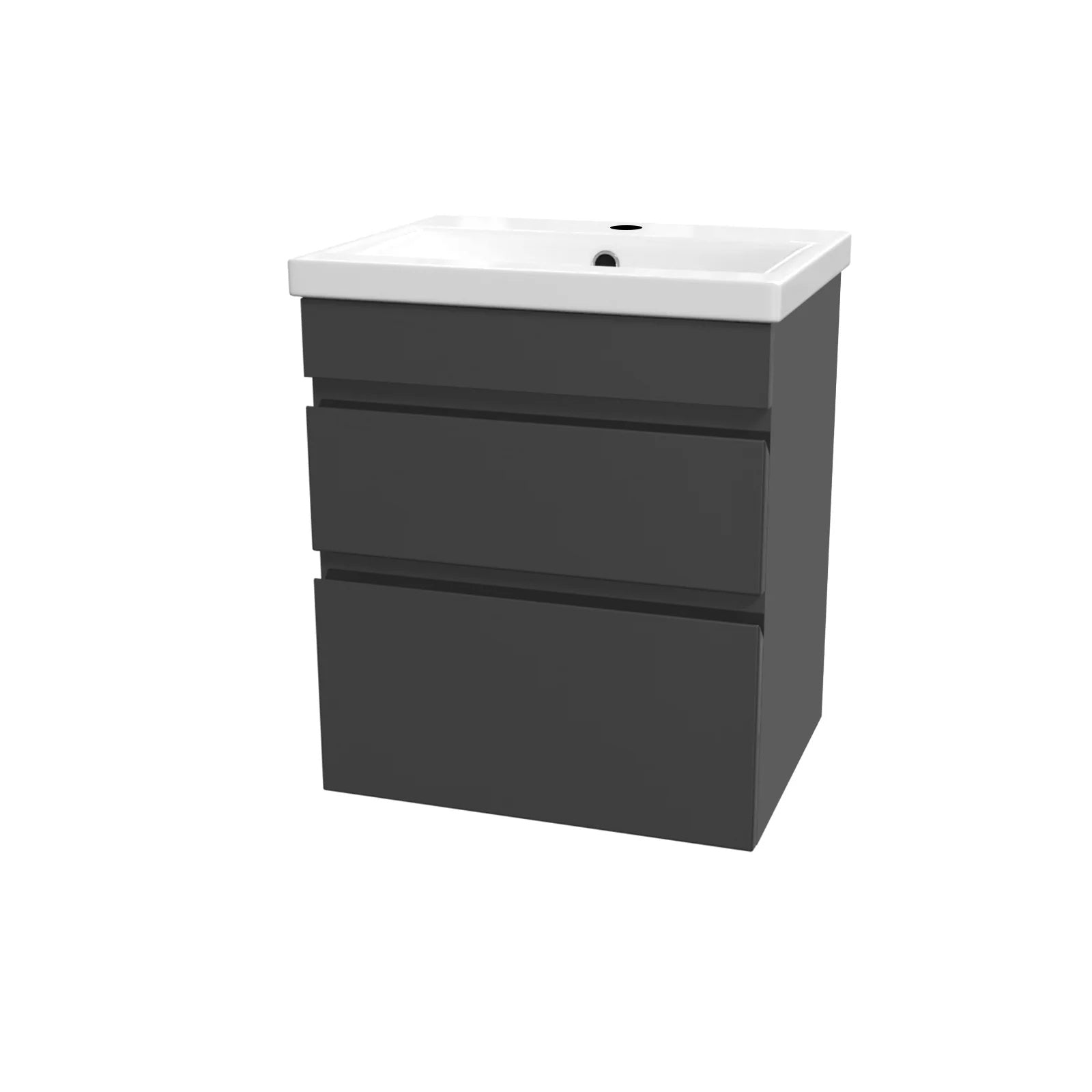 Alaska Anthracite 500mm Waterproof PVC Wall Hung 2 Drawer Basin Vanity Unit