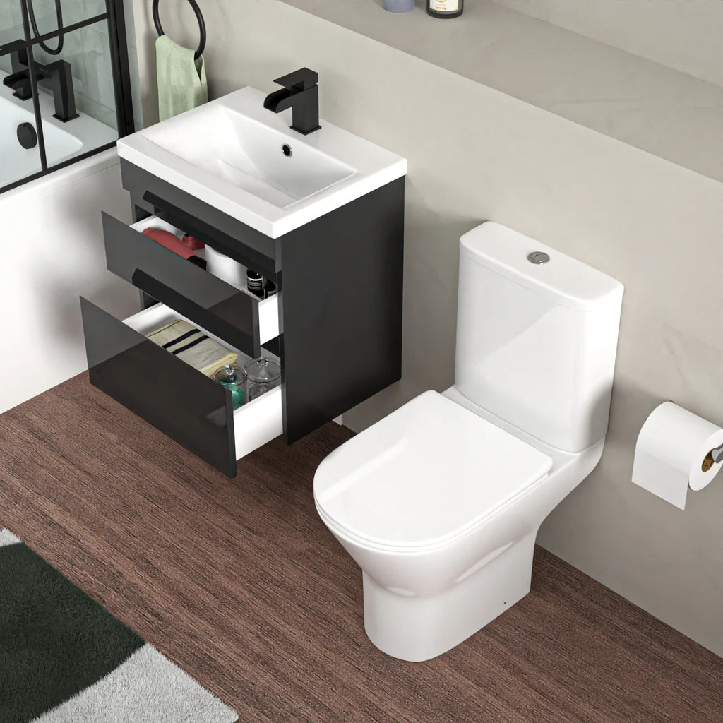 Alaska 500mm Wall Hung Vanity in Anthracite with Basin & Lime Toilet
