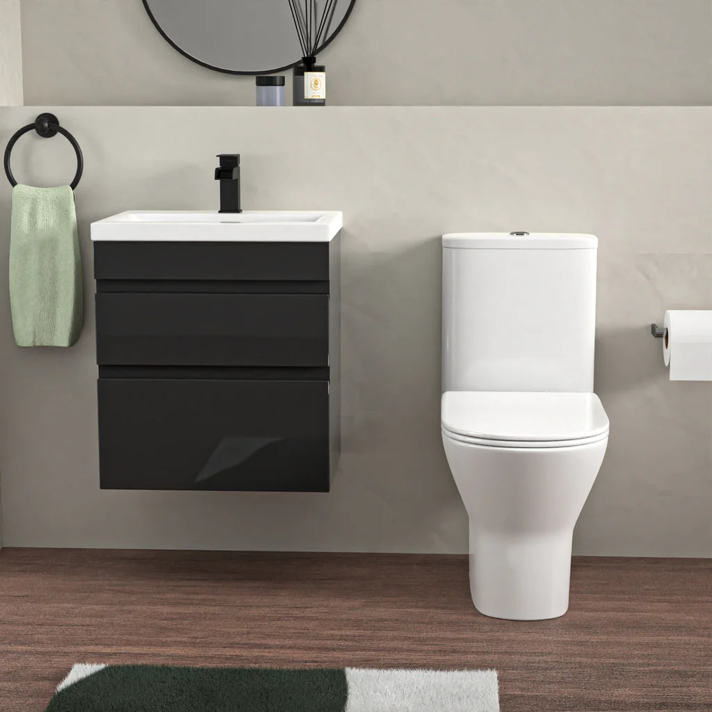 Alaska 500mm Wall Hung Vanity in Anthracite with Basin & Lime Toilet