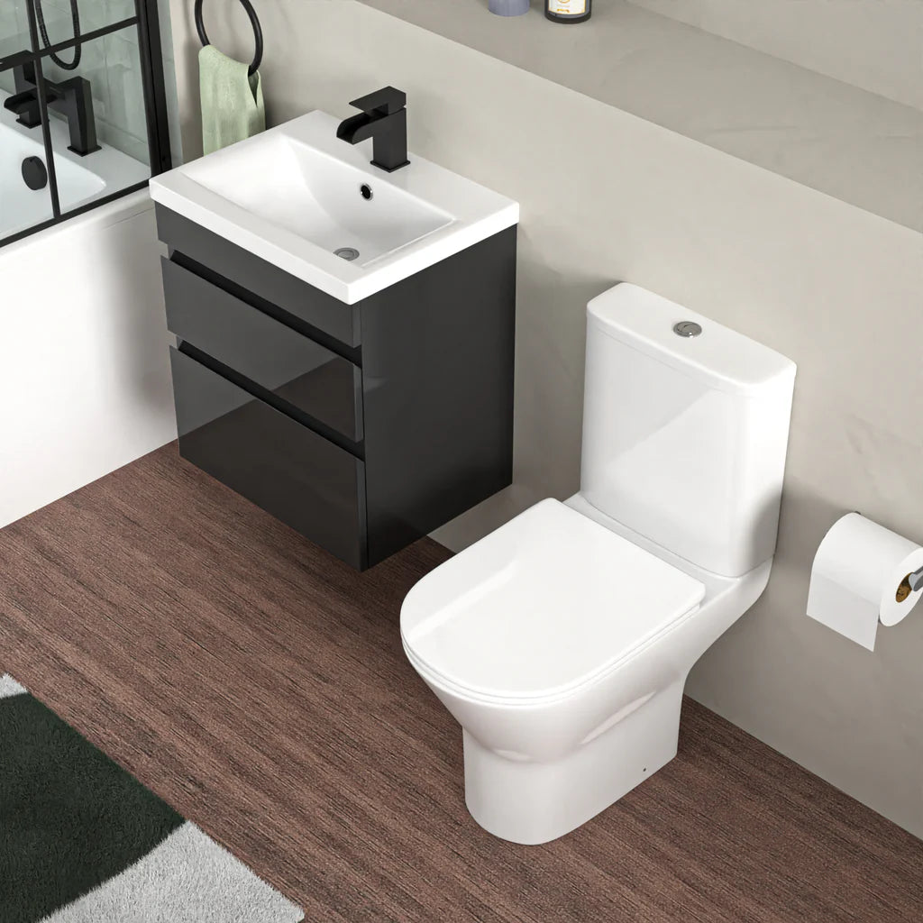 Alaska 500mm Wall Hung Vanity in Anthracite with Basin & Lime Toilet