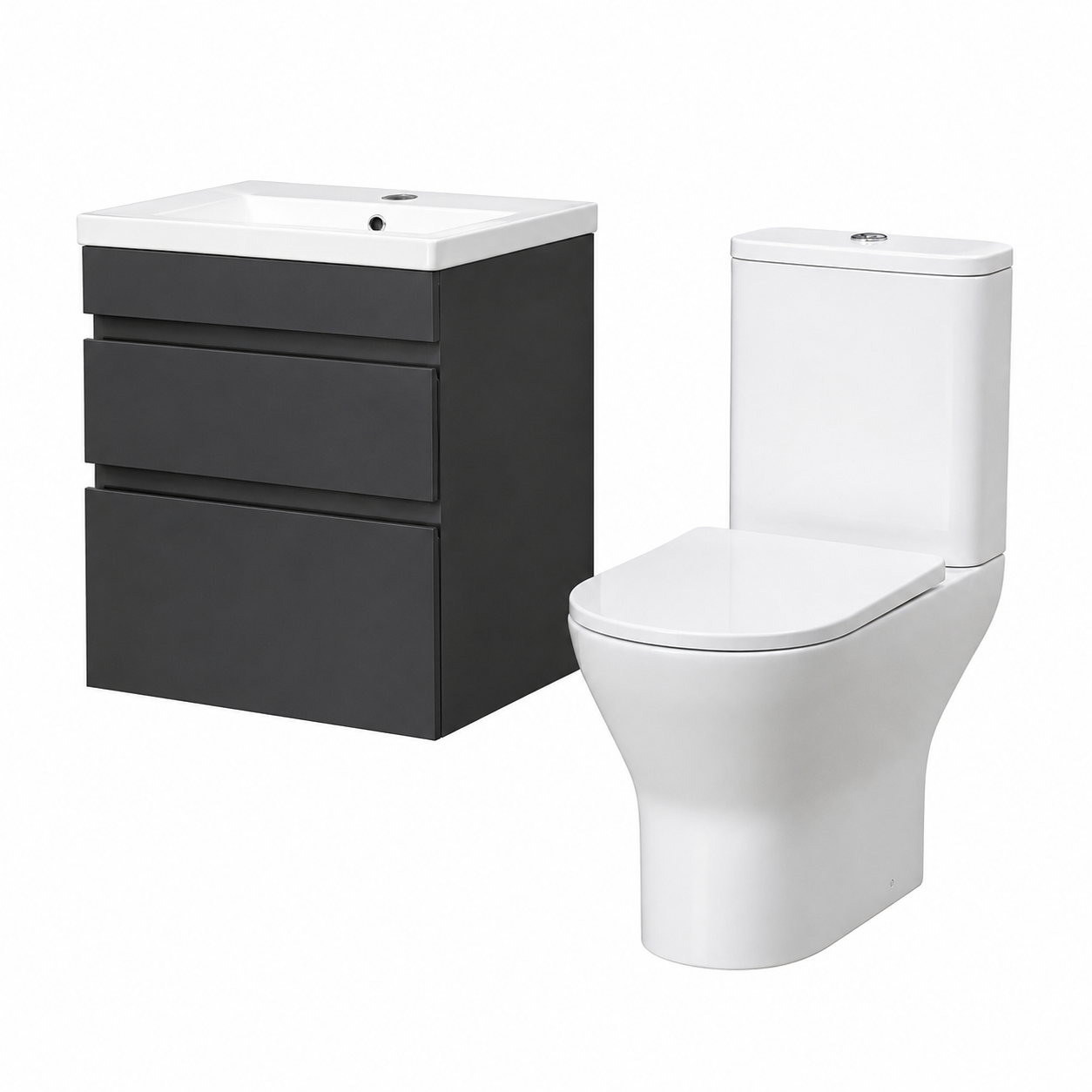 Alaska 500mm Wall Hung Vanity in Anthracite with Basin & Lime Toilet