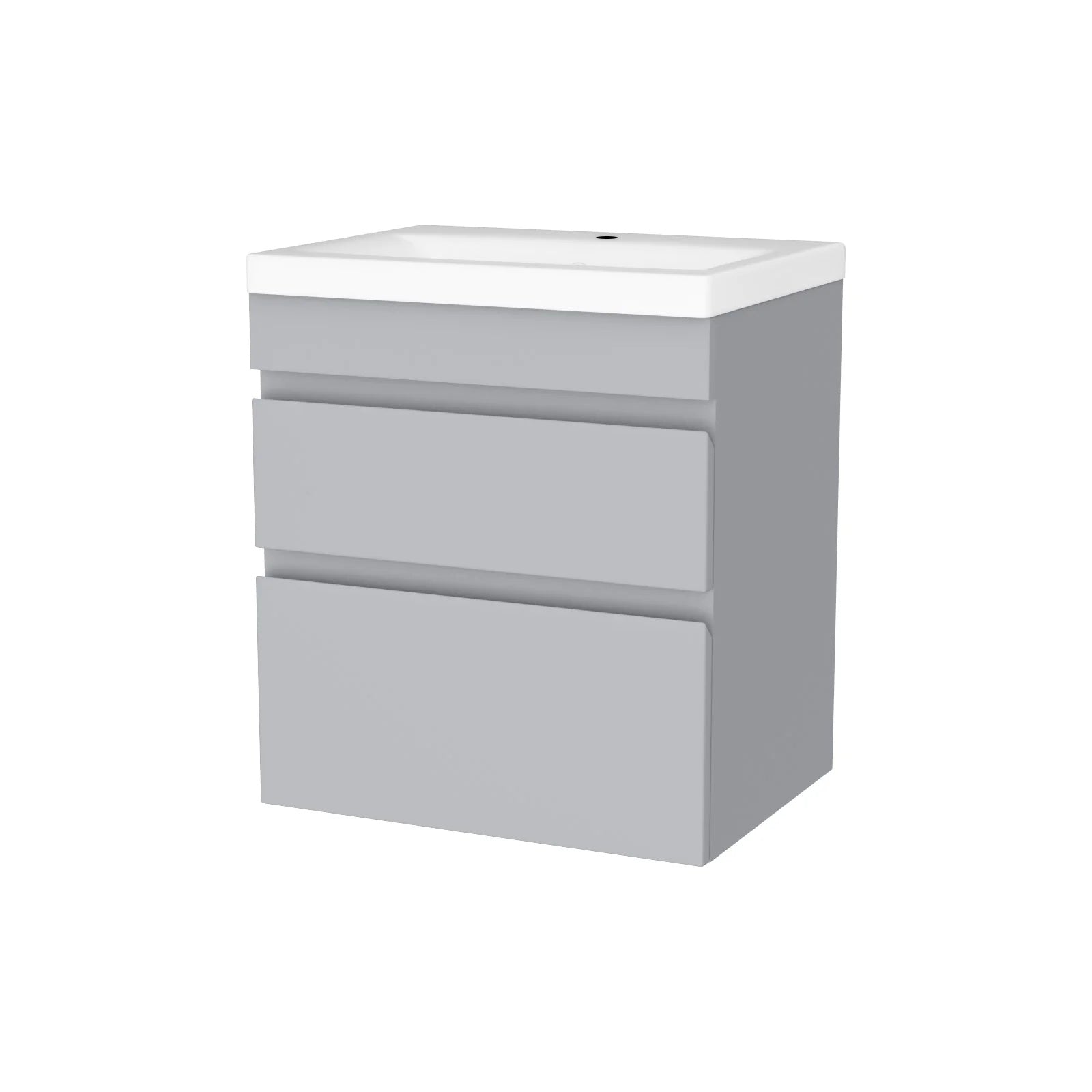 Alaska Matte Grey 500mm Waterproof PVC Wall Hung 2 Drawer Basin Vanity Unit
