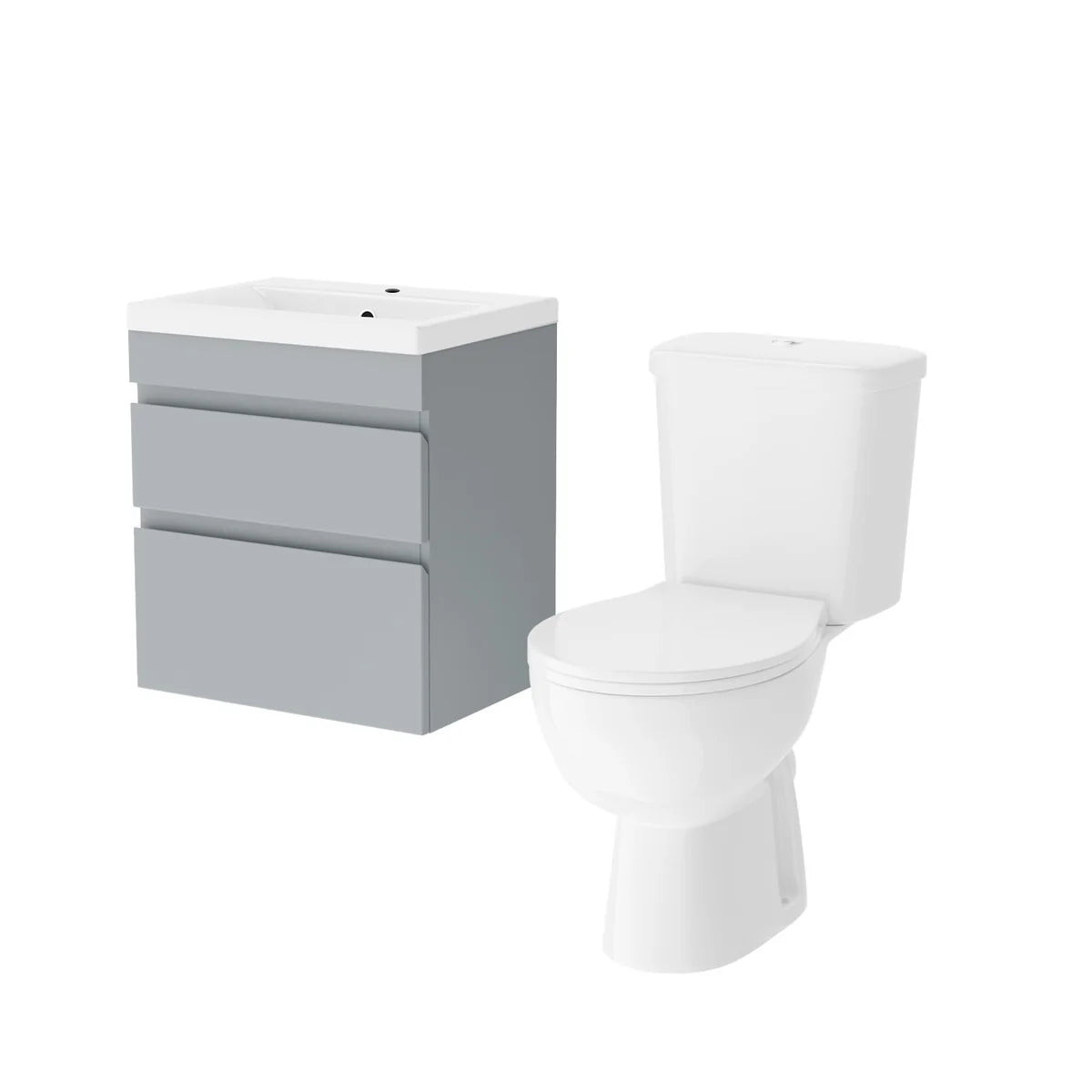 Alaska 500mm Wall Hung Vanity 2 Drawers Handless Matt Grey with Toilet