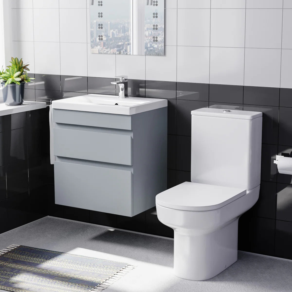 Alaska 500mm Matt Grey  Wall Hung Vanity with Basin & Toilet