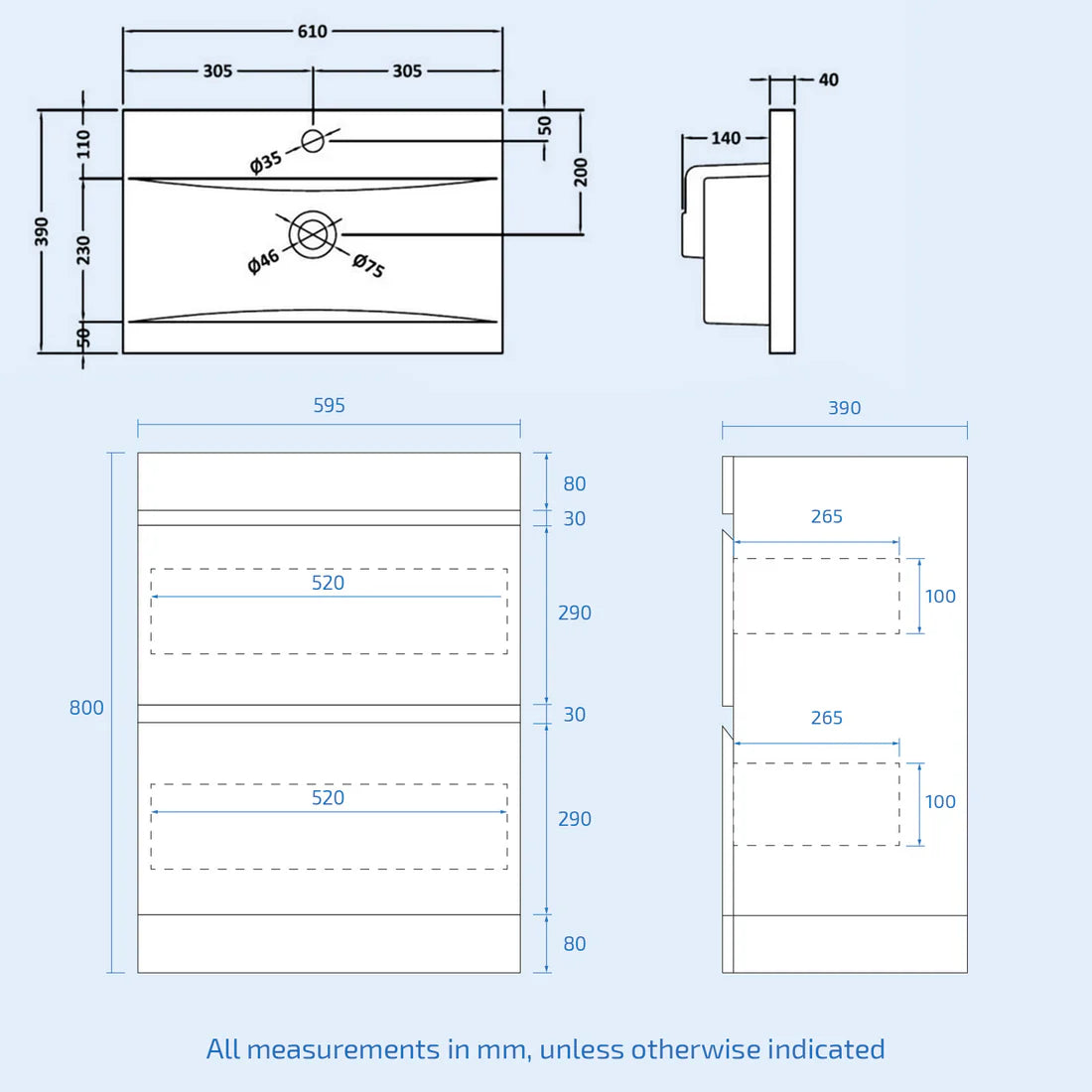 Alaska 600mm Matte Grey 2 Drawers Handleless Basin Vanity Close Coupled Toilet