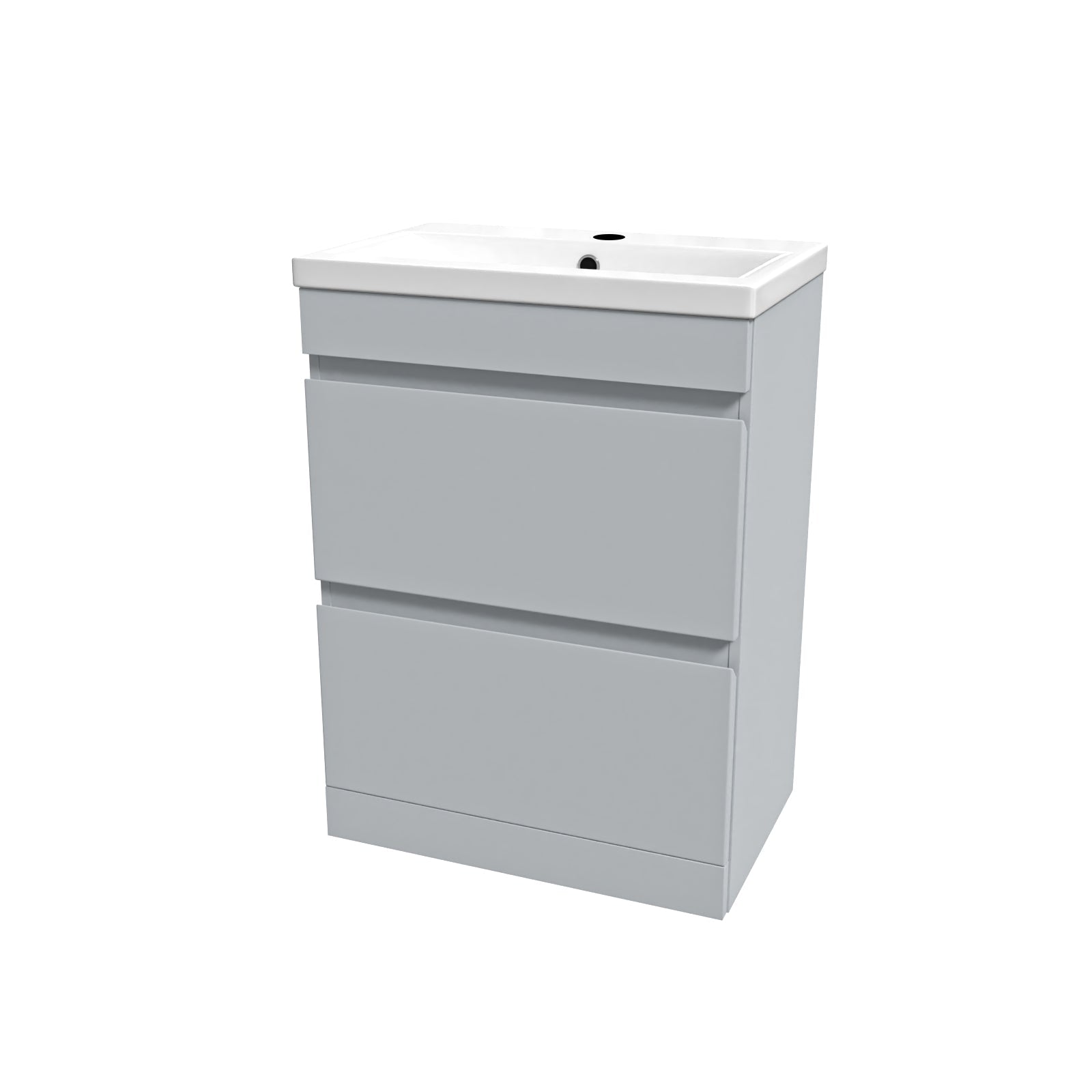 Alaska Matte Grey 600mm 2 Drawer Floorstanding Vanity Cabinet and Basin