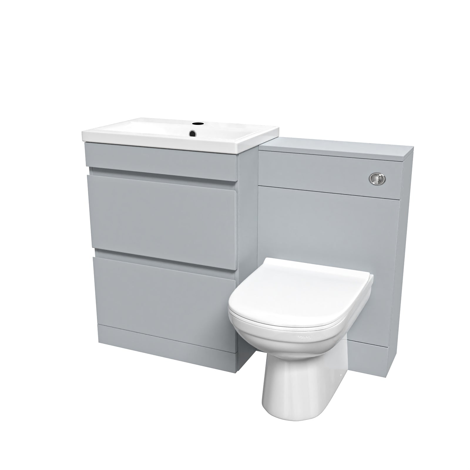Alaska Matte Grey 600mm Vanity Unit 2 Drawers WC Unit & BTW Toilet