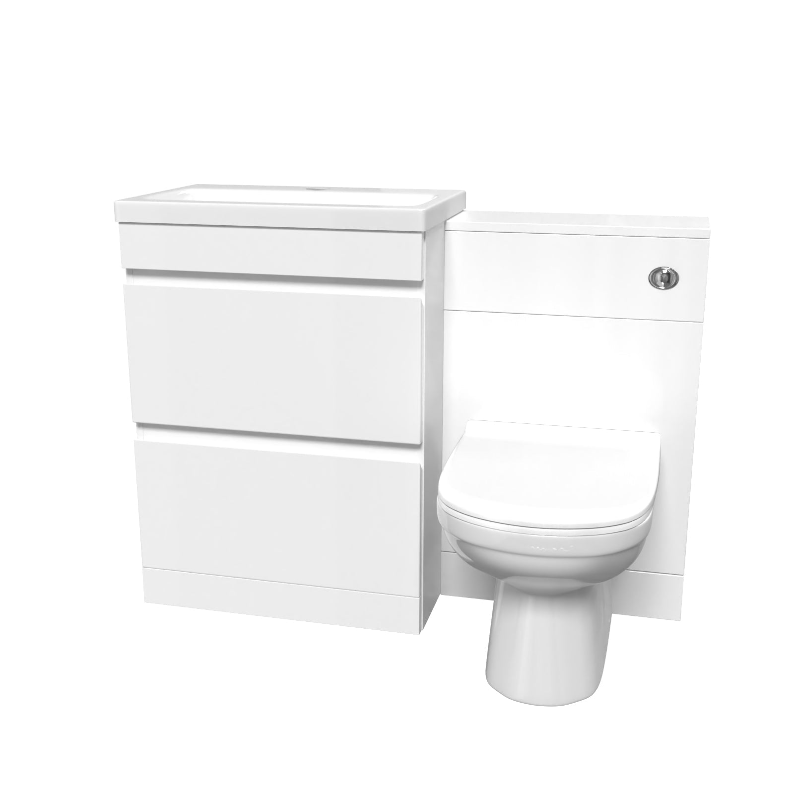 Alaska White Floor Standing 600mm Vanity Unit 2 Drawers WC Unit & BTW Toilet