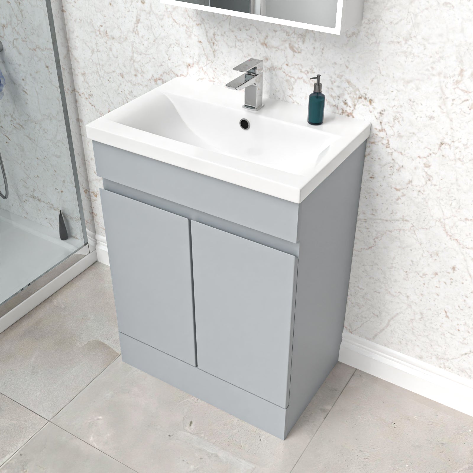 Alaska Matte Grey 600mm Freestanding Basin Vanity Unit
