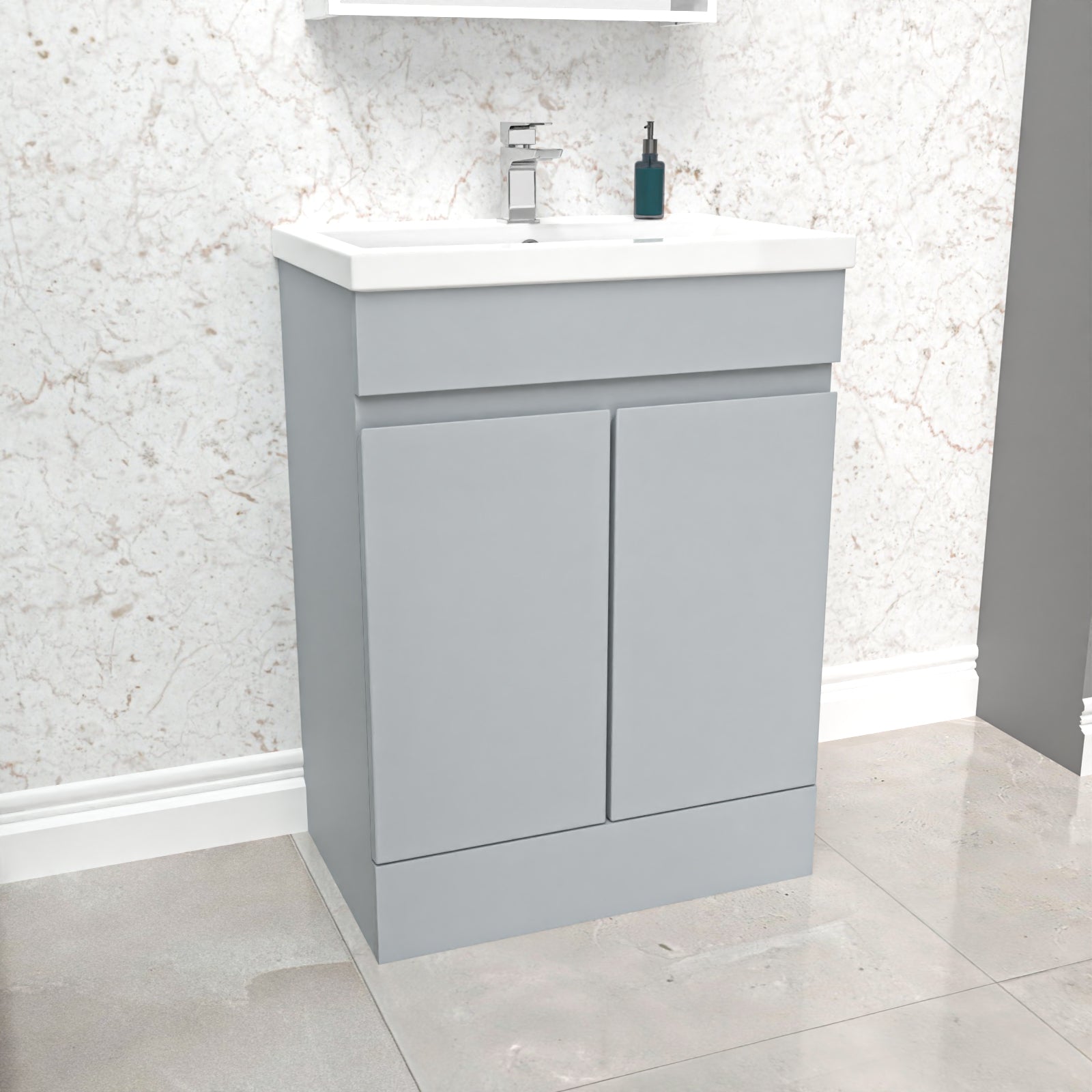 Alaska Matte Grey 600mm Freestanding Basin Vanity Unit