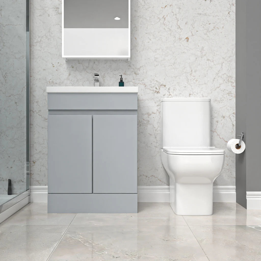 Alaska 600mm Matte Grey Basin Vanity Unit & Close Coupled Toilet