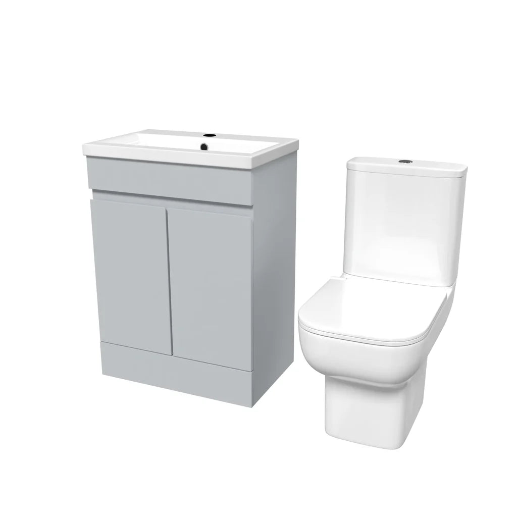 Alaska 600mm Matte Grey Basin Vanity Unit & Close Coupled Toilet
