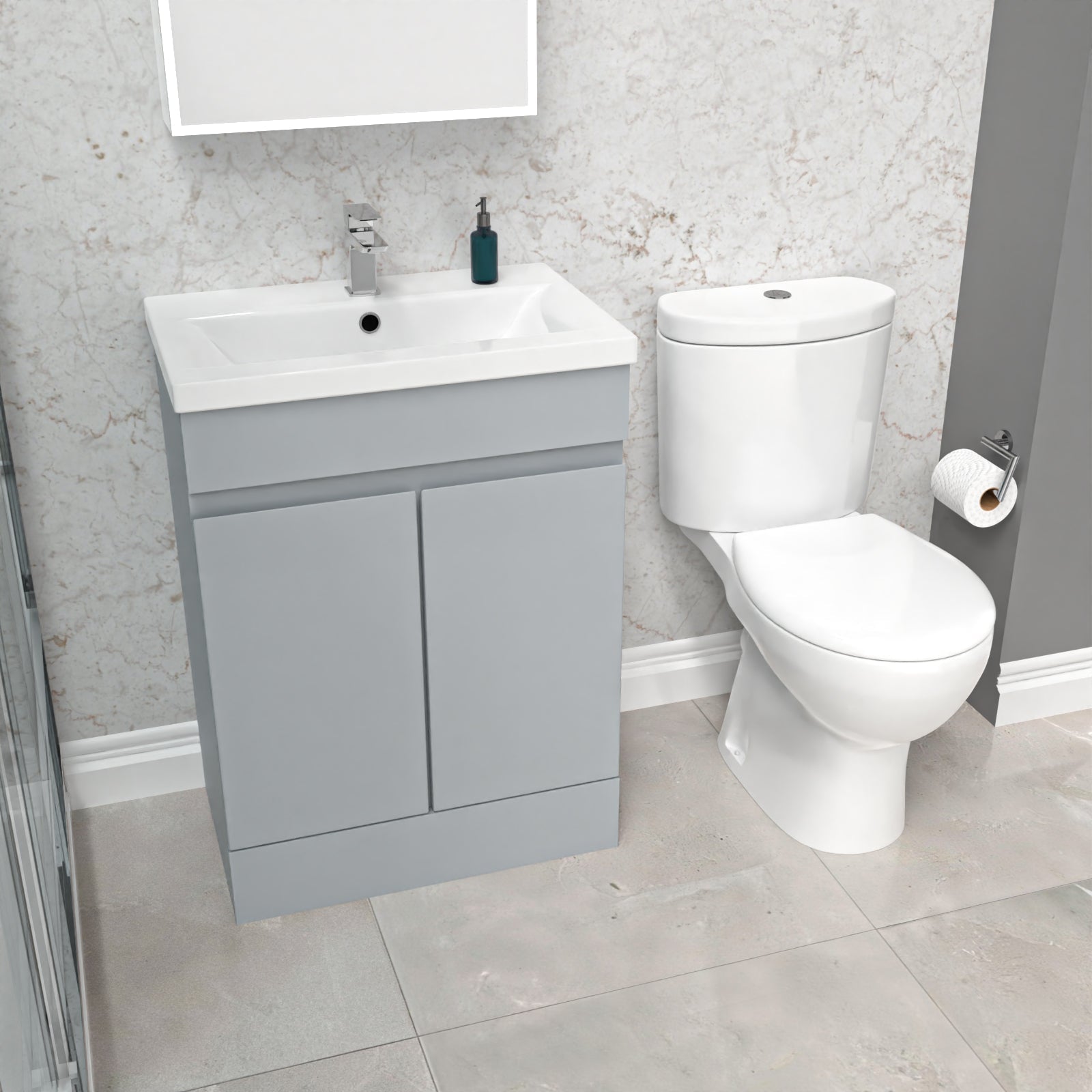 Alaska 600mm Matte Grey Basin Vanity & Close Coupled Toilet