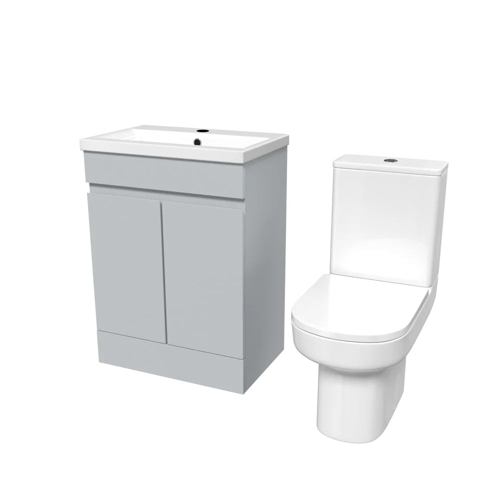 Alaska 600mm Matte Grey Basin Vanity & Close Coupled Toilet White