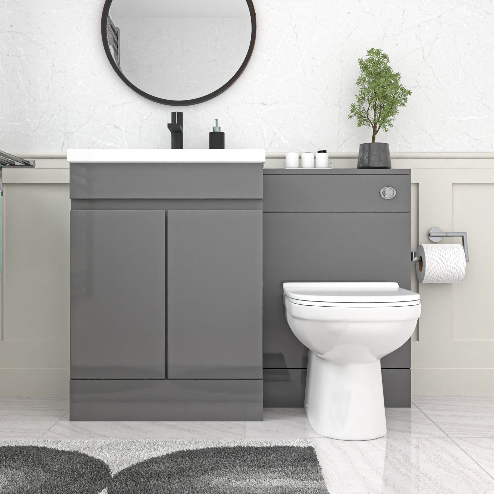 Alaska Grey Floorstanding 600mm Vanity Unit with WC Unit & BTW Toilet