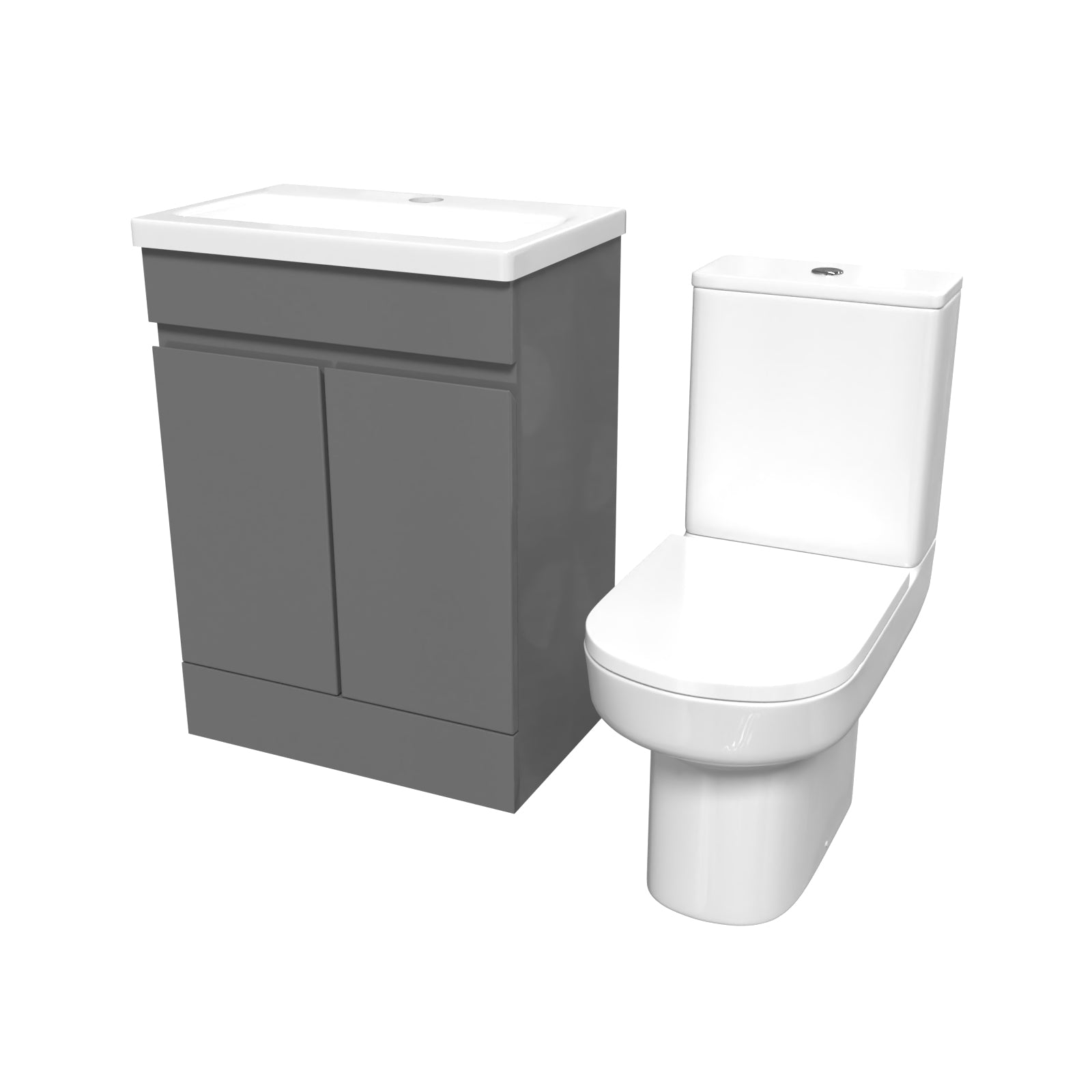 Alaska 600mm Steel Grey Basin Vanity Unit & Rimless Close Coupled Toilet