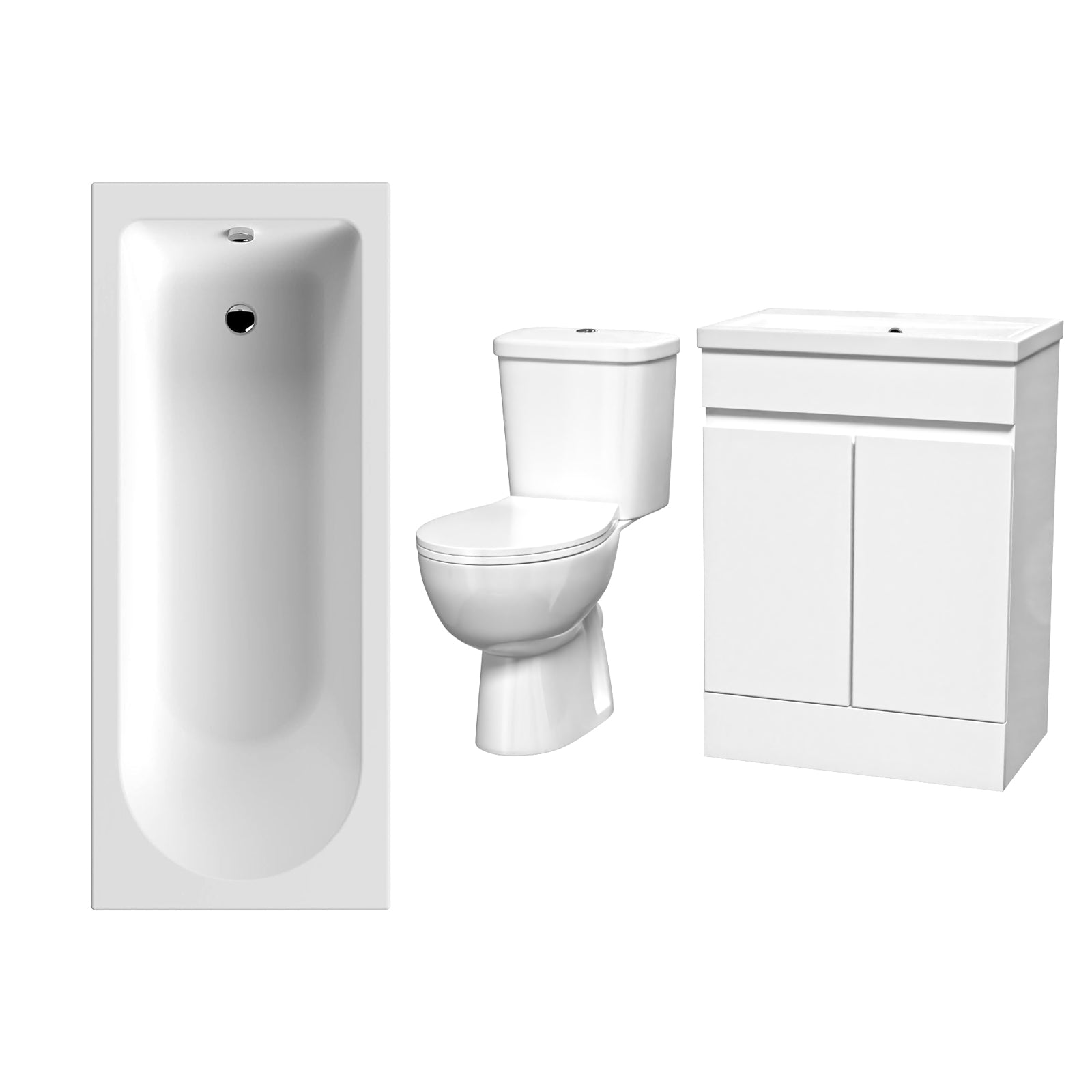 Alaska 1700mm Round Bath,600mm Freestanding Basin Vanity,Close Coupled Toilet