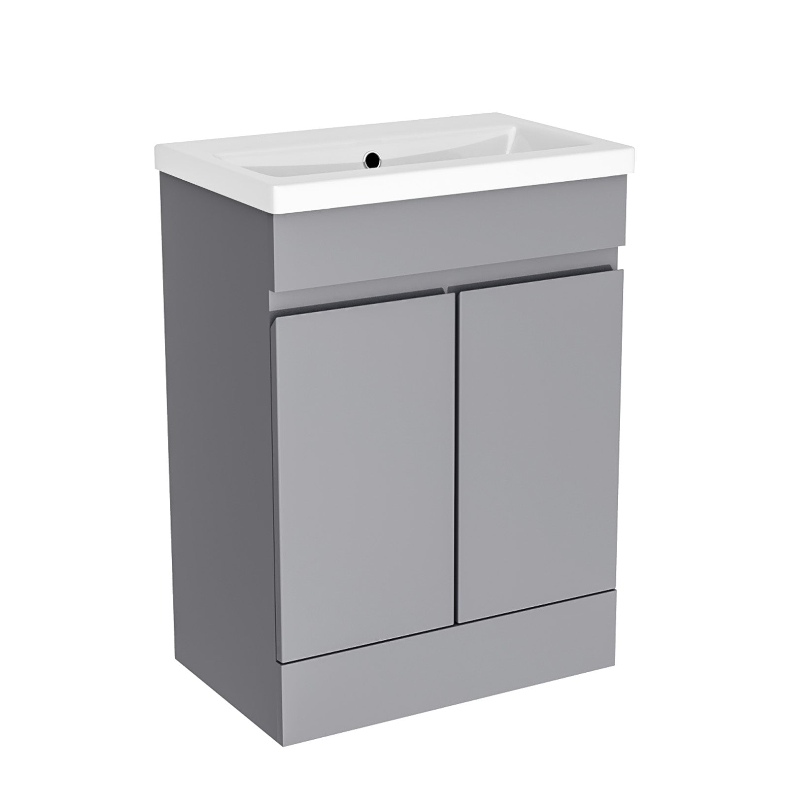 Alaska 600mm Freestanding Basin Vanity Unit 2 doors Steel grey Flat Pack