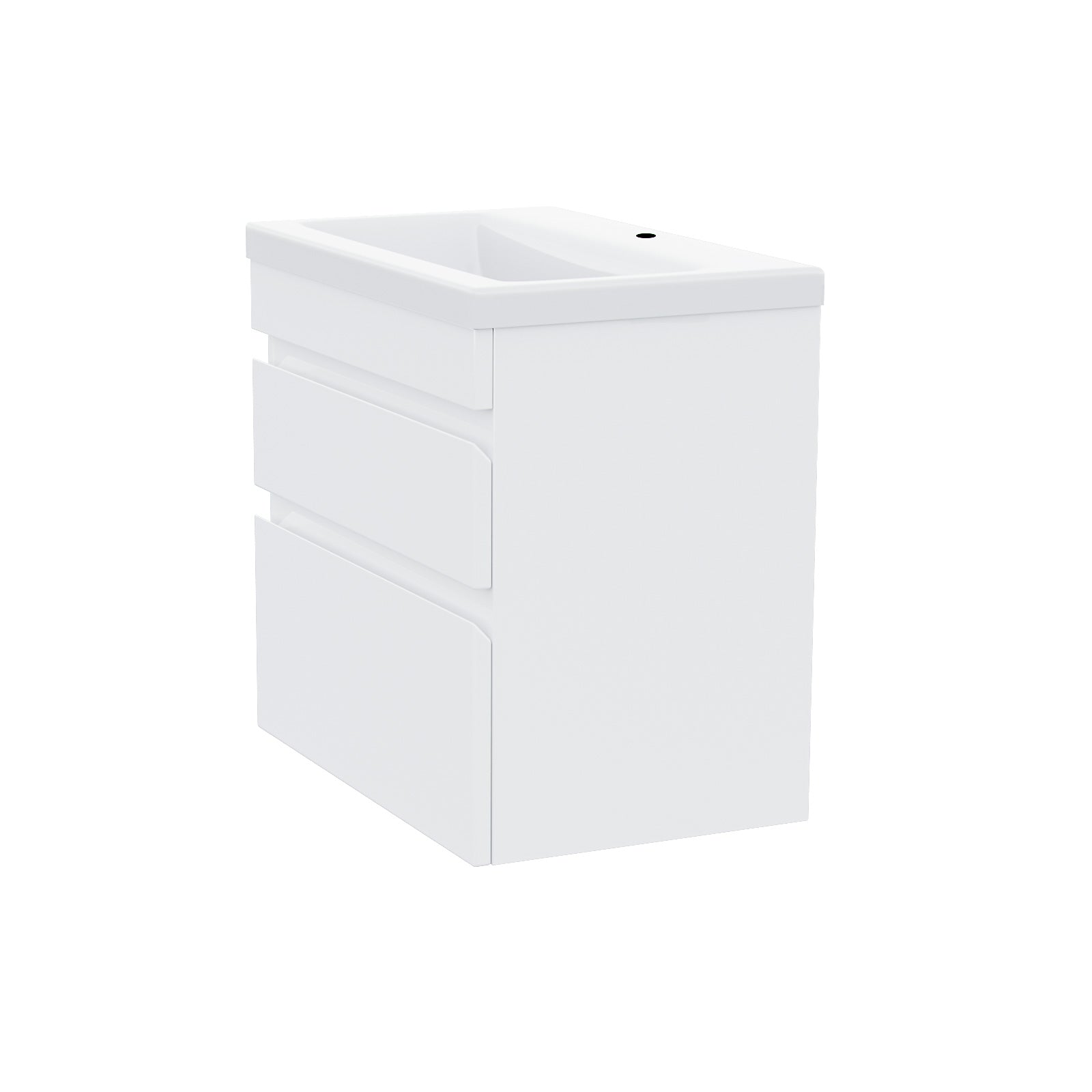 Alaska White 600mm PVC 2 Drawer Wall Hung Vanity Cabinet and Basin Unit