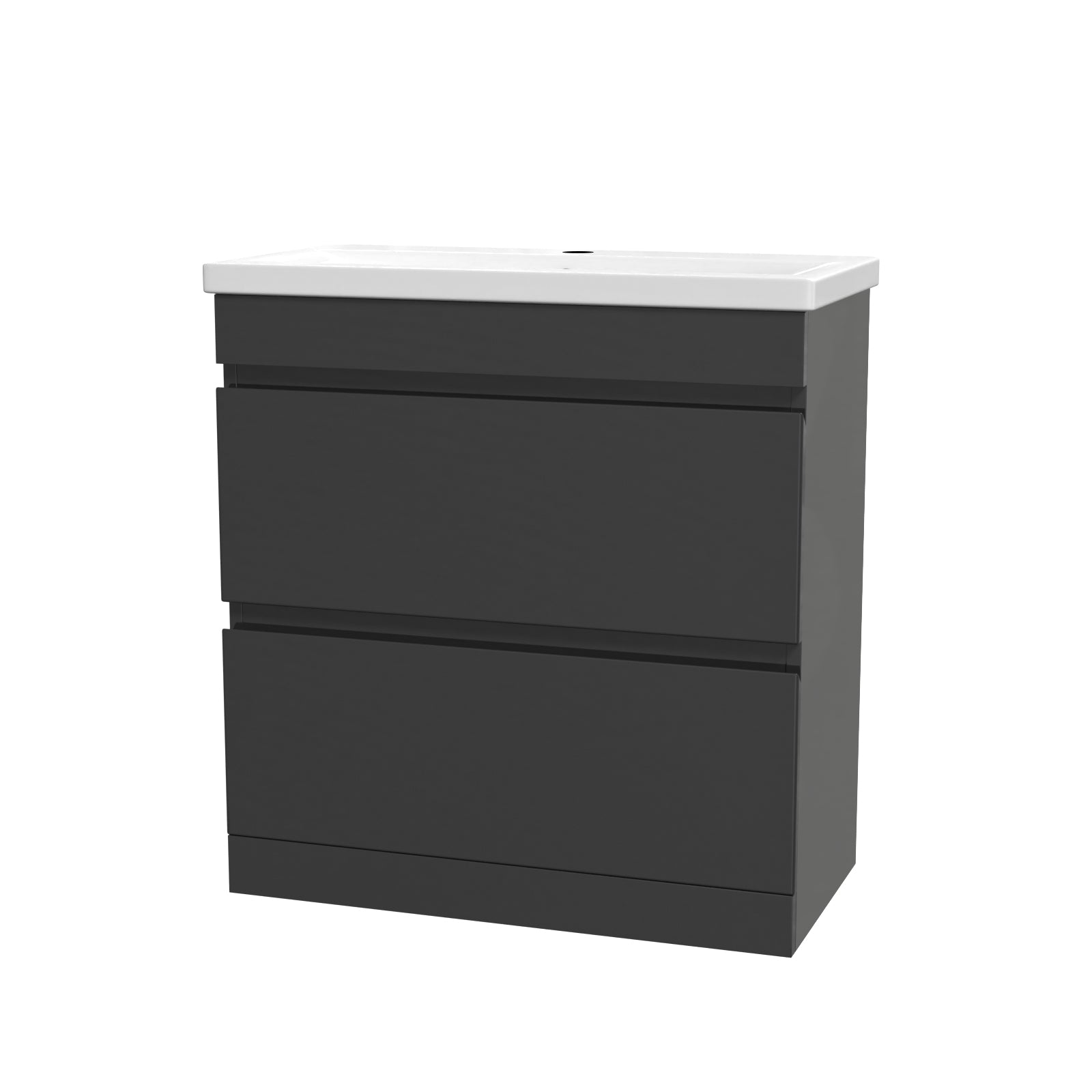 Alaska Dark Grey 800mm 2 Drawer Vanity Cabinet & Basin Sink Floorstanding