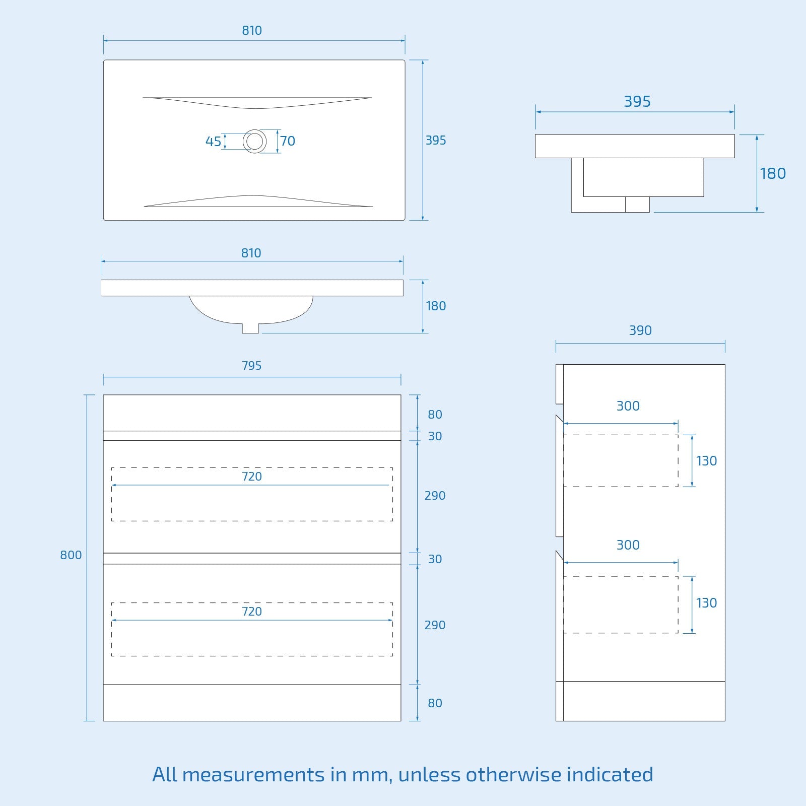 Alaska Matte Grey Freestanding 800mm Drawers Vanity, WC Unit & BTW Toilet