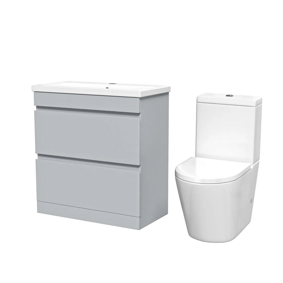 Alaska 800mm Matte Grey Handleless Drawers Basin Vanity Close Coupled Toilet