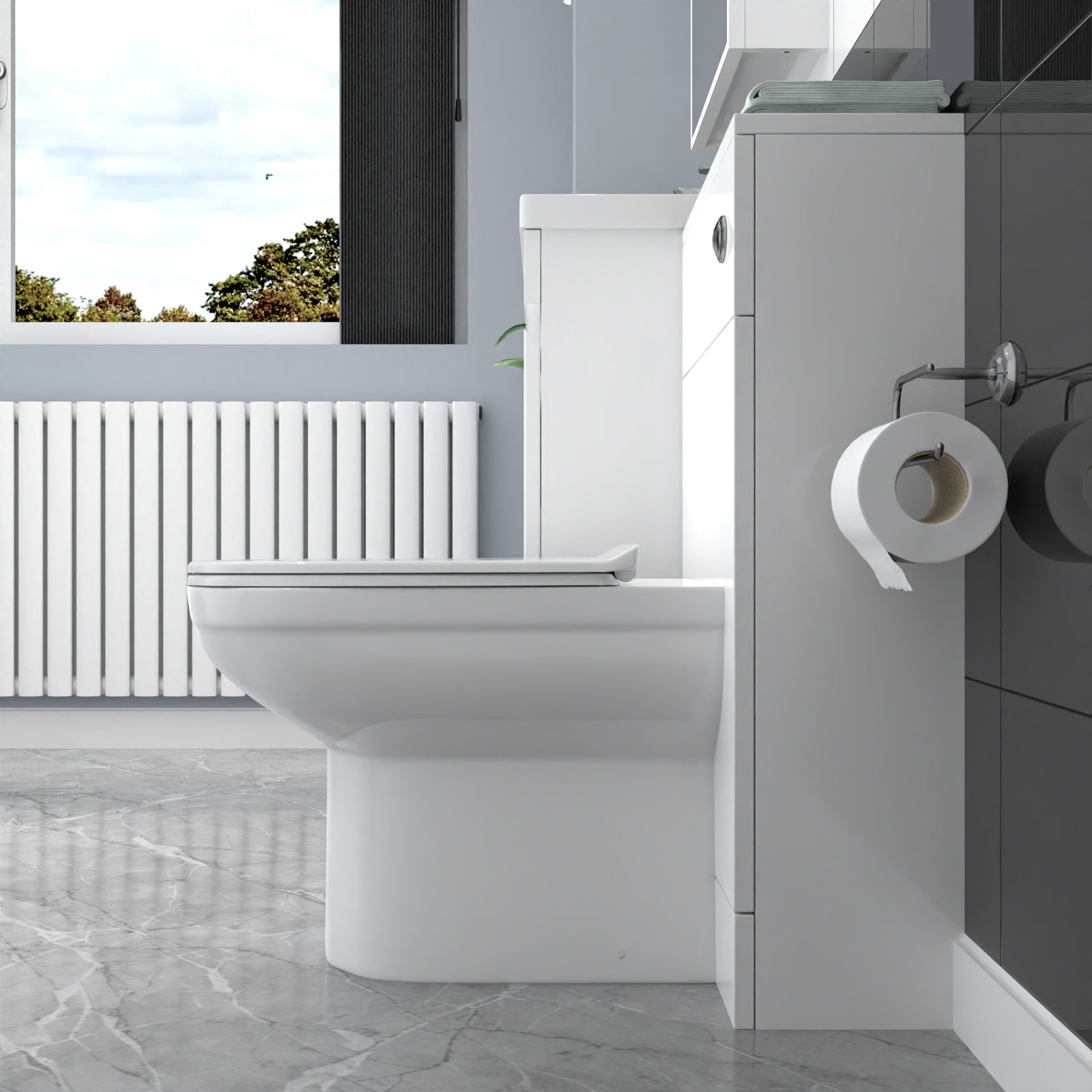 Alaska White Floor Standing 800mm Vanity Unit 2 Drawers WC Unit & BTW Toilet