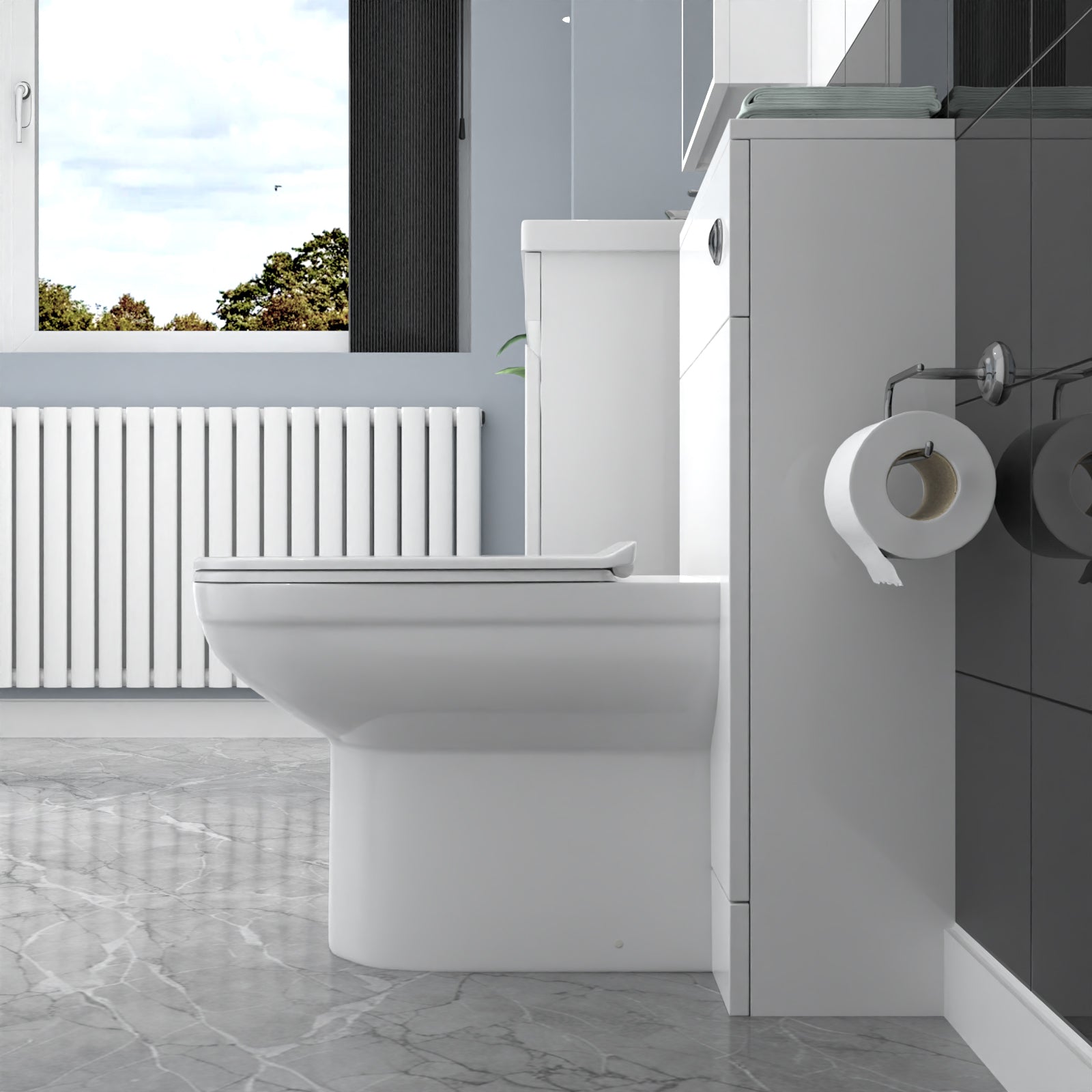 Alaska White Freestanding PVC 800mm 2 Drawers Vanity & WC Unit & BTW Toilet