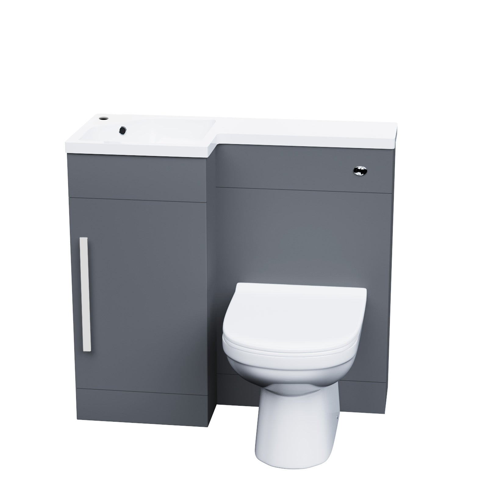 Alaska 900mm Left Hand Matt Grey Basin Vanity, WC Unit & Back To Wall Toilet