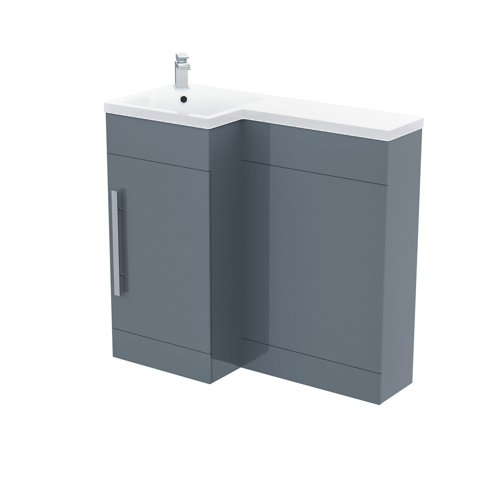 Alaska 900mm L Shape Bathroom Basin Vanity & WC Unit Grey