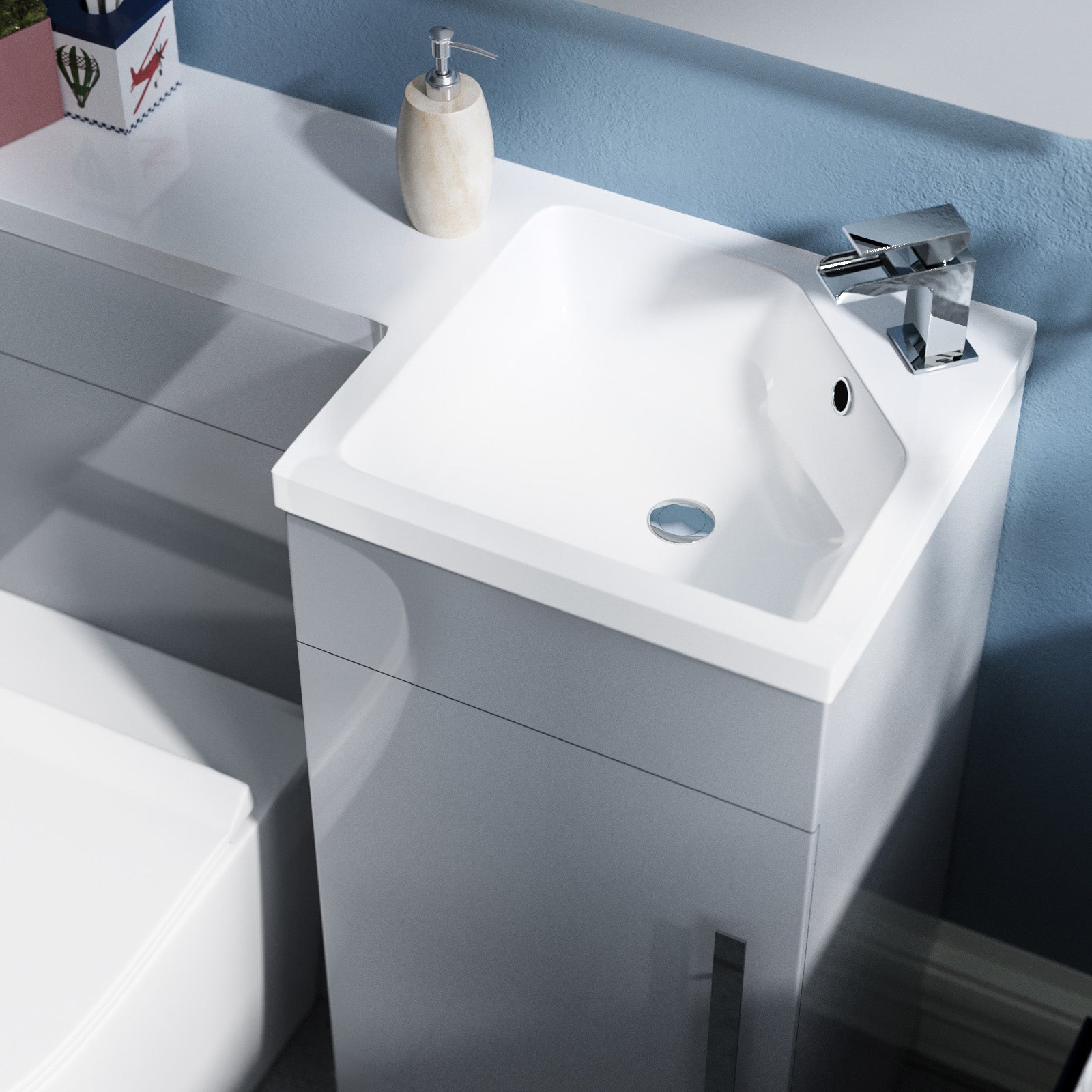 Alaska 900mm RH BTW Toilet, WC Unit & Resin Basin Grey