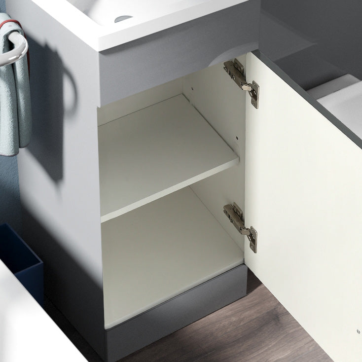 Alaska 900mm Light Grey Left Hand WC Vanity Unit Sink Toilet Suite Flat Pack