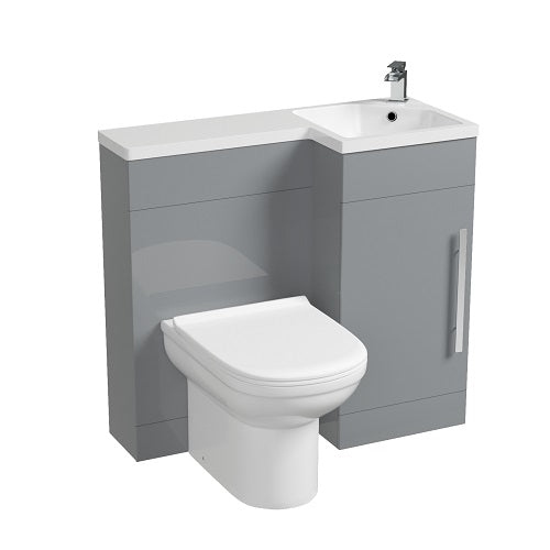 Alaska 900mm Vanity Basin Unit, WC Unit & Desone Back To Wall Toilet Grey