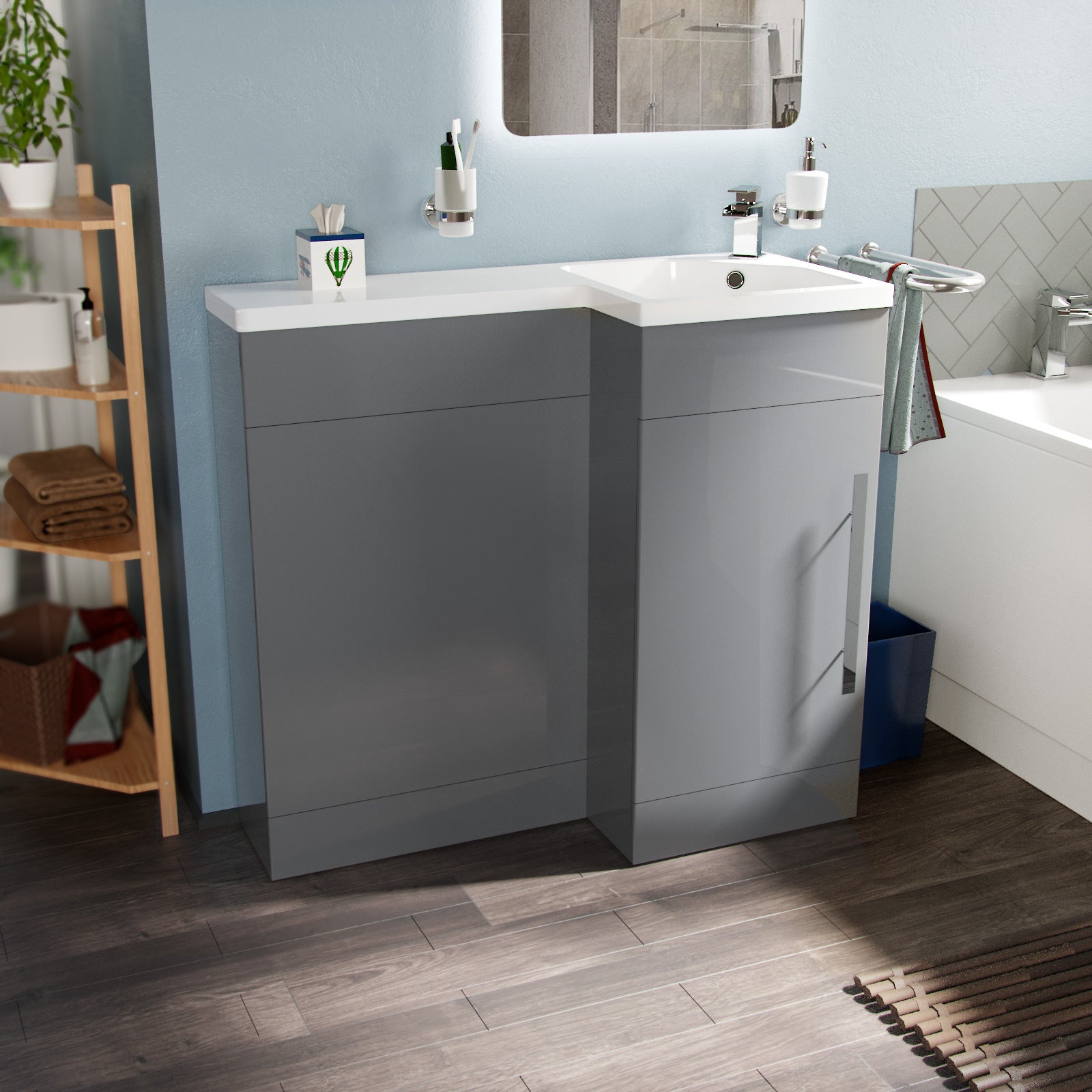 Alaska 900mm Grey Basin Combination Vanity Unit