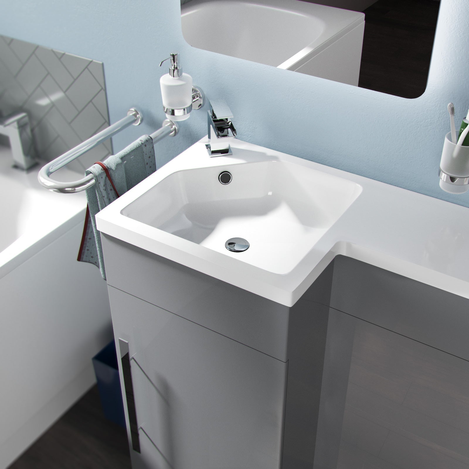 Alaska 900mm Grey Basin Combination Vanity Unit
