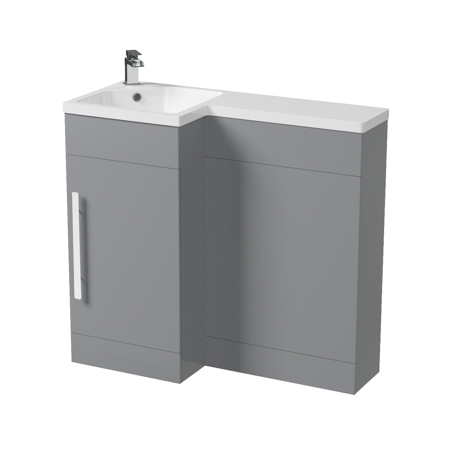 Alaska Light Grey Basin Sink Vanity Unit Furniture Cabinet LH 900mm Flat Pack